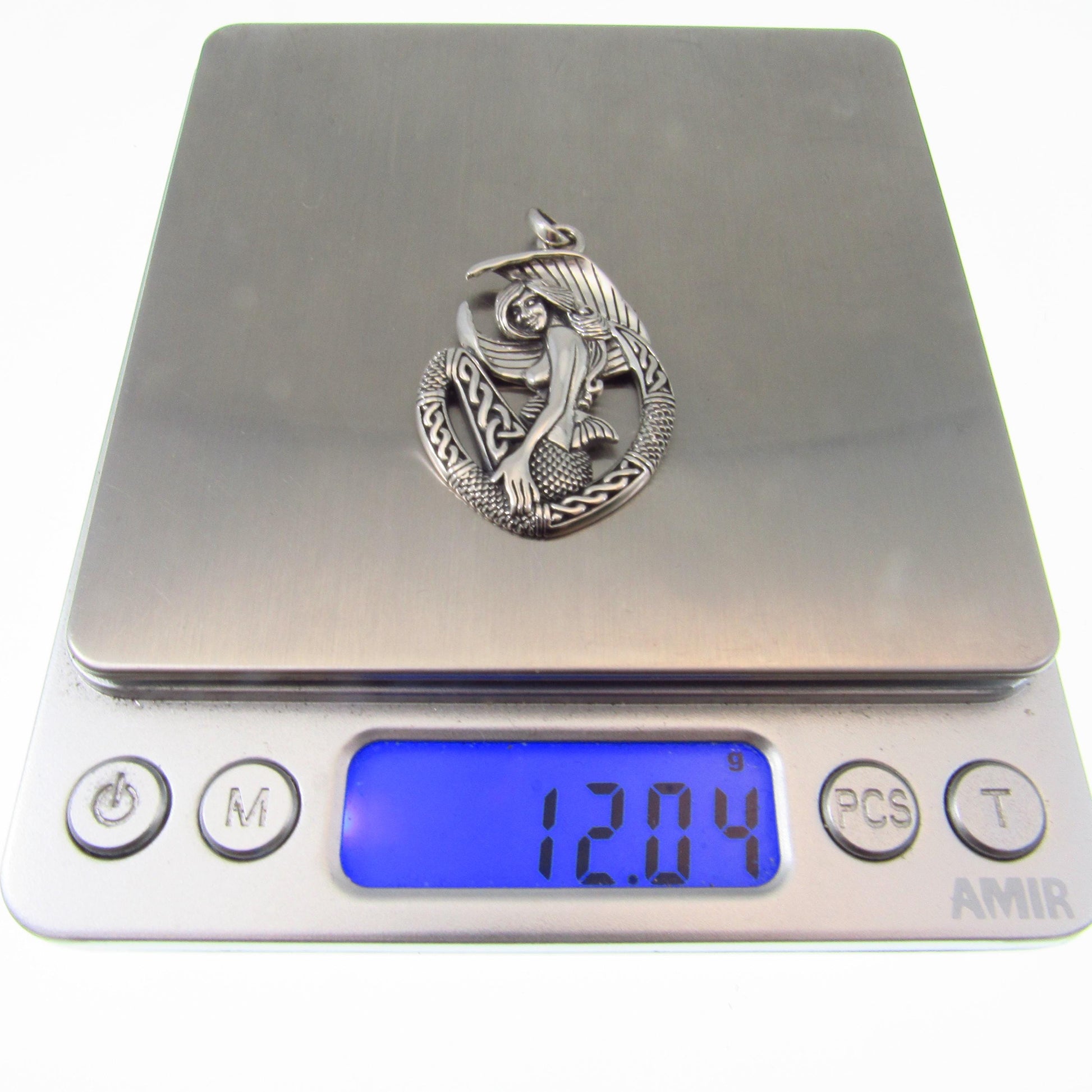 Solid 925 Sterling Silver Celtic Mermaid Goddess Pendant, Ocean Mythical Sea Maiden Jewelry, Nautical Mermaidcore Gift for Men & Women