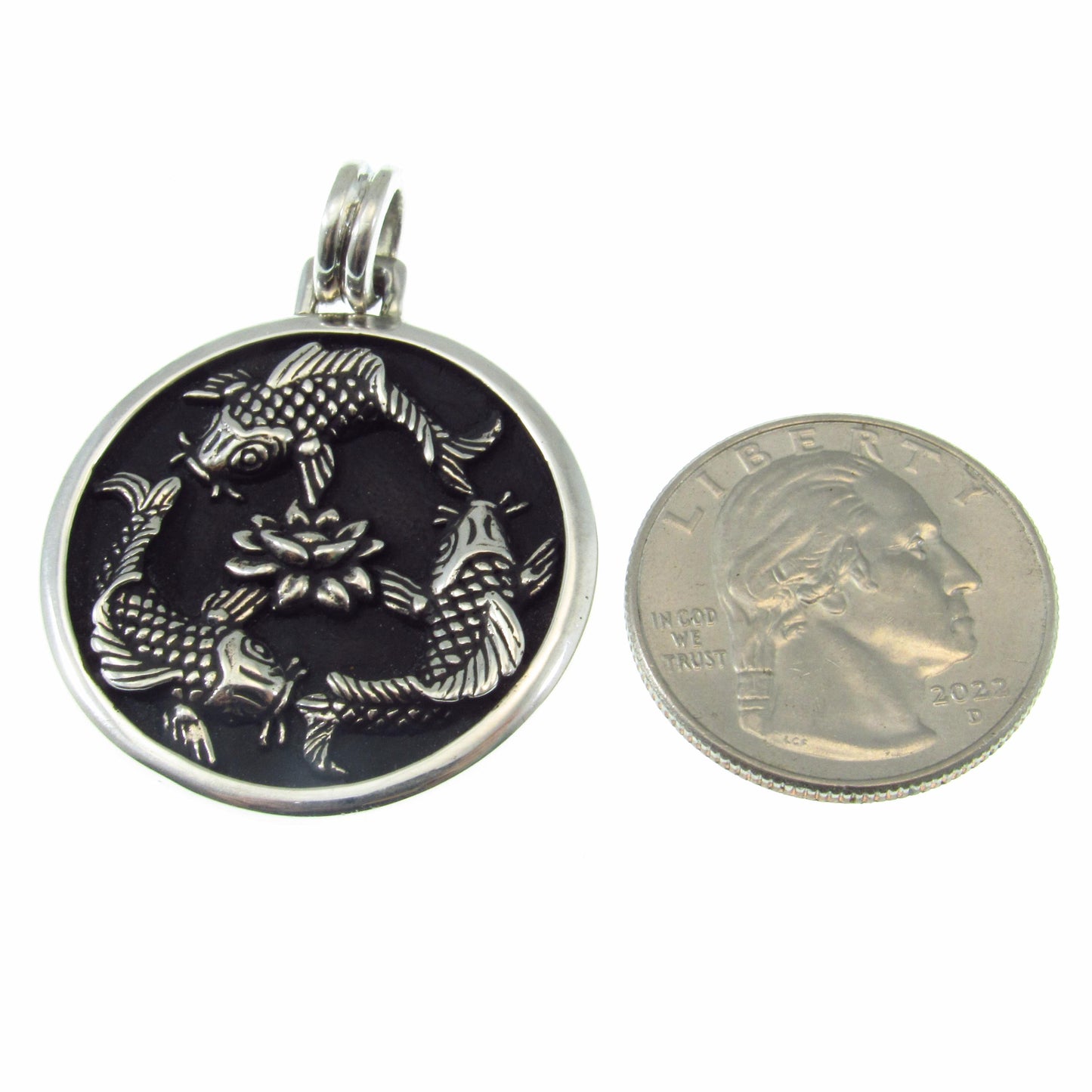 Solid 925 Sterling Silver Chinese Fish Pendant, Nautical Feng Shui Amulet – Lotus Symbol Jewelry for Luck, Prosperity, and Positive Energy