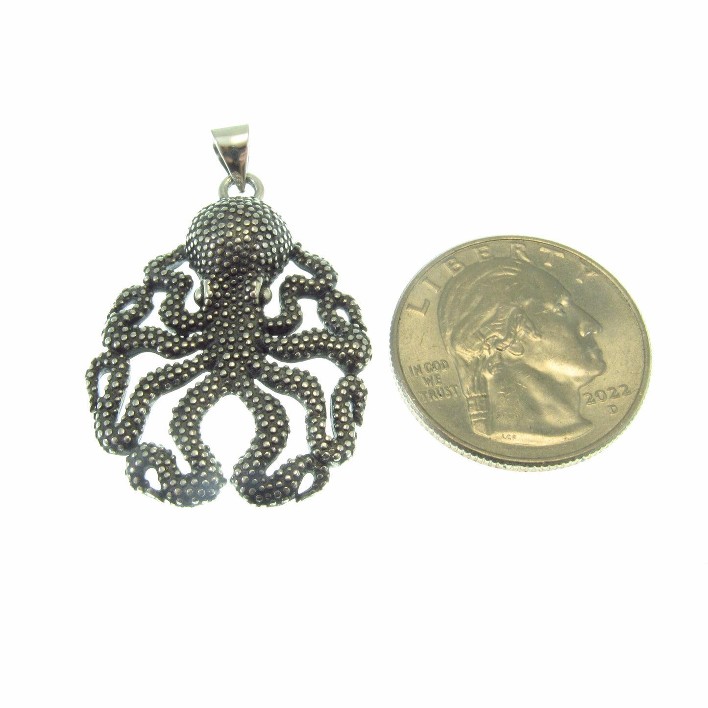 Solid 925 Sterling Silver Octopus Pendant – Kraken Jewelry for Men or Women, Nautical Tentacle Sea Creature Necklace Charm, Ocean Lover Gift