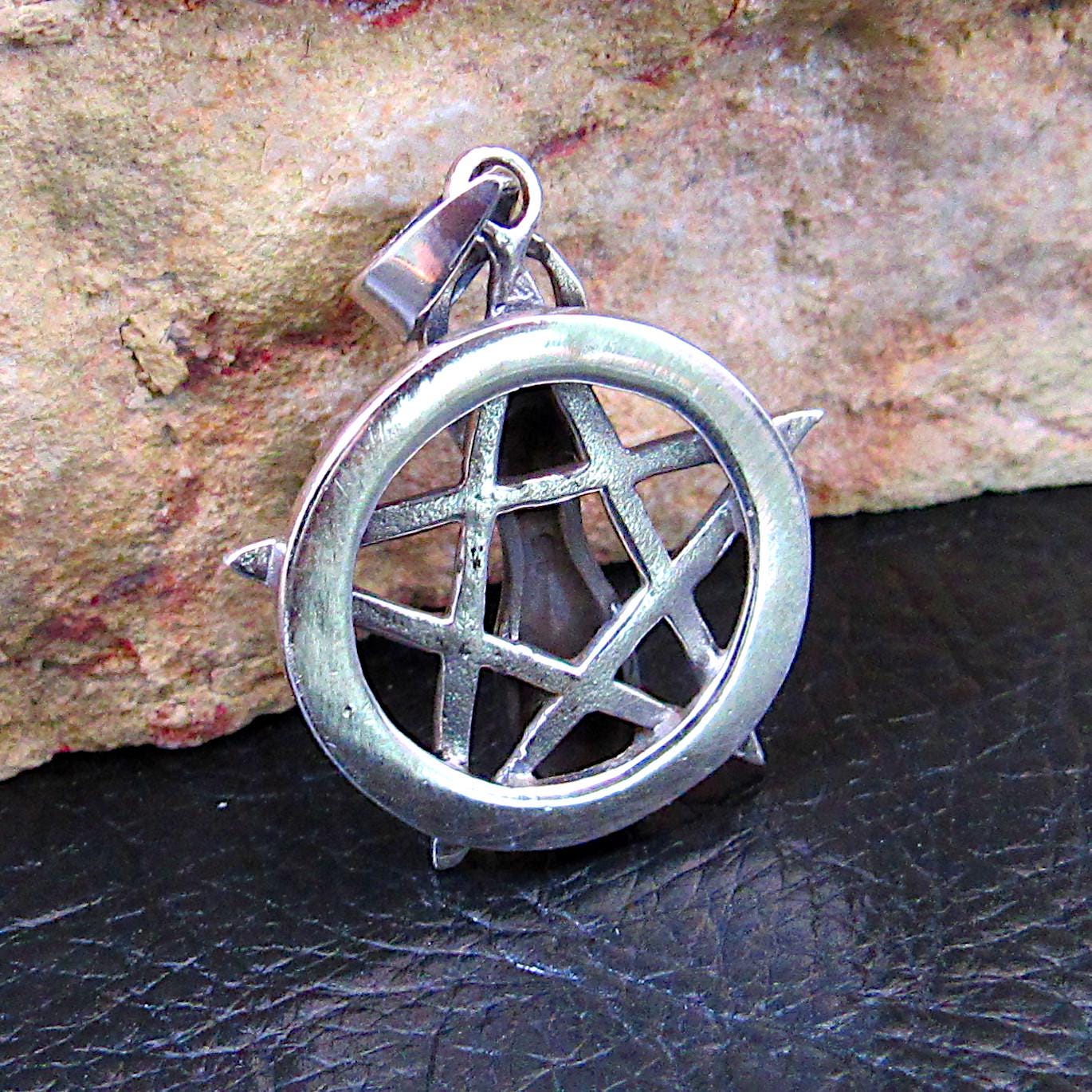Solid 925 Sterling Silver Spiral Goddess Pentacle Pendant, Wiccan Pagan Goddess Jewelry, Feminine Divine Symbol, Magic Protection Amulet