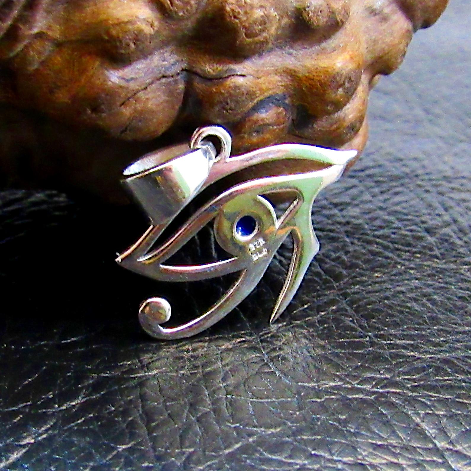 Solid 925 Sterling Silver Eye of Horus Pendant with Lapis Lazuli – Egyptian Protection Amulet, Third Eye Jewelry, Spiritual Healing Charm