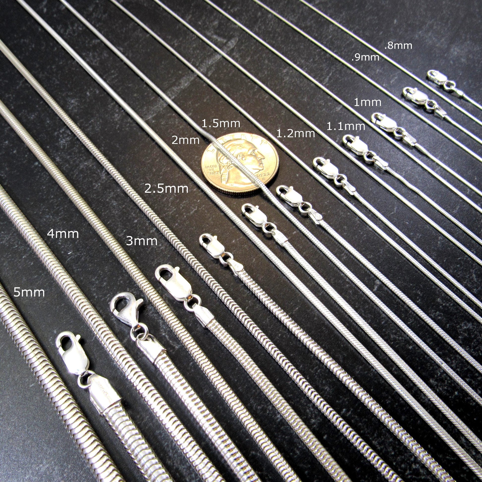 Solid 925 Sterling Silver Italian Round Snake Chain Necklace or Bracelet, Unisex Minimalist Jewelry, Sleek Men's & Women's Pendant Chain