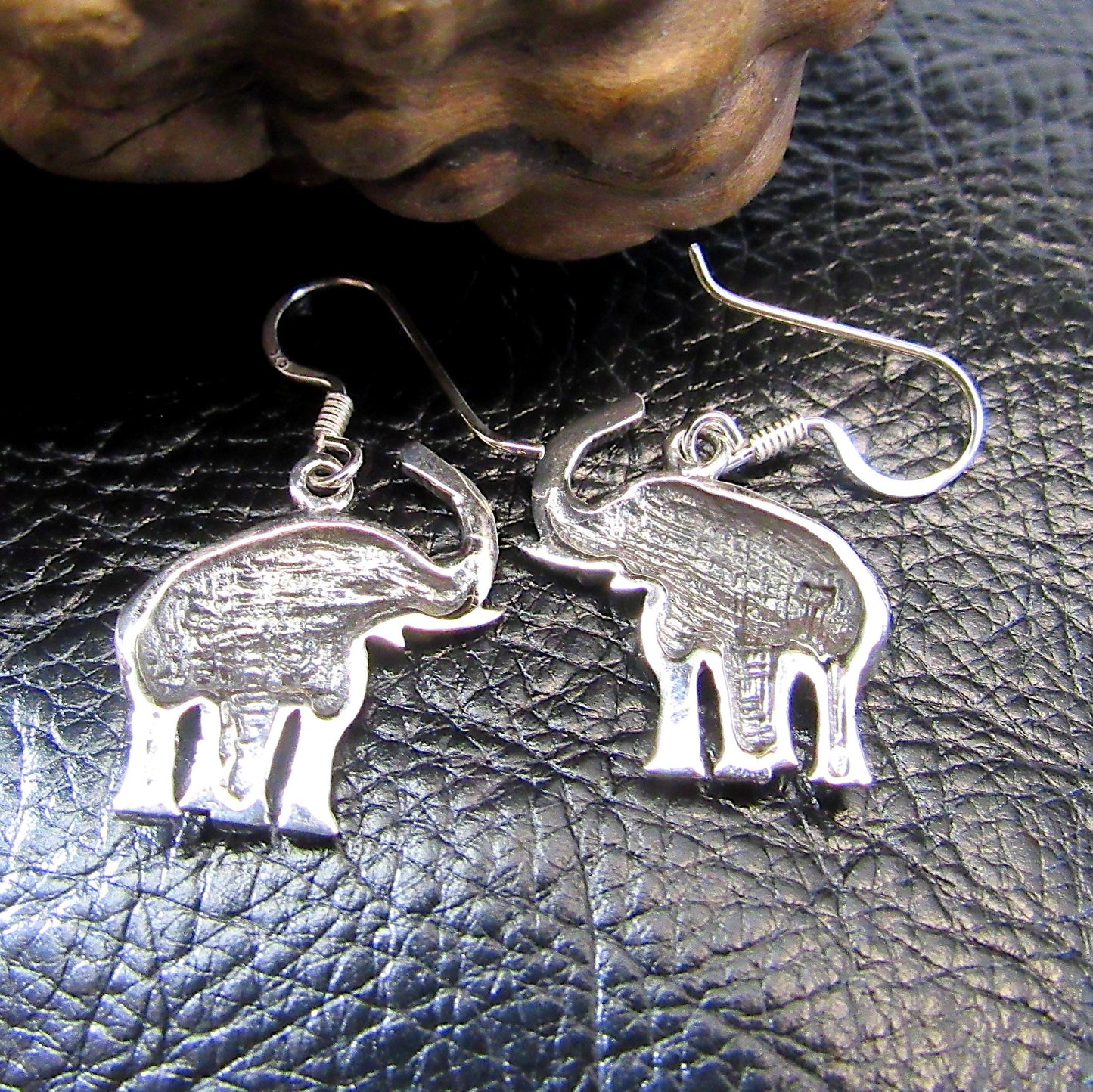 Solid 925 Sterling Silver Elephant Earrings – Detailed Safari Wildlife Dangle Jewelry – Handcrafted Silver Animal Lover Gift for Women