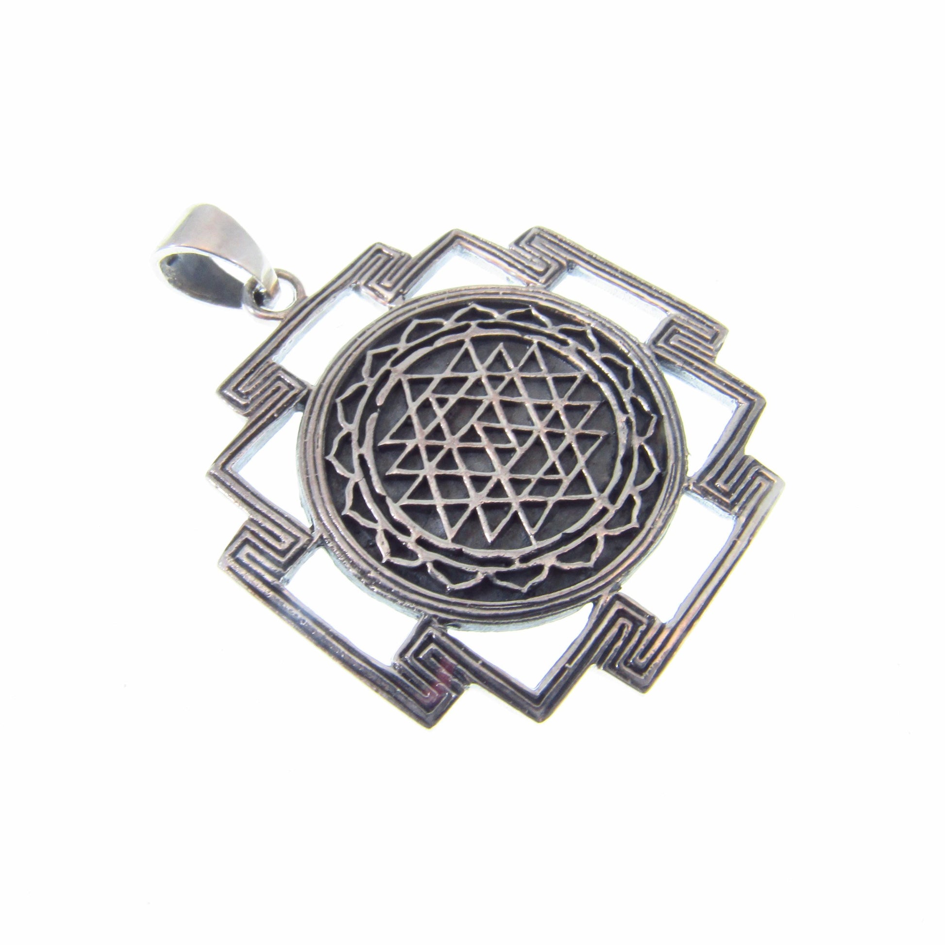 Solid 925 Sterling Silver Sri Yantra Pendant – Sacred Geometry Meditation Jewelry, Spiritual Symbol Necklace Pendant, Yoga Chakra Talisman