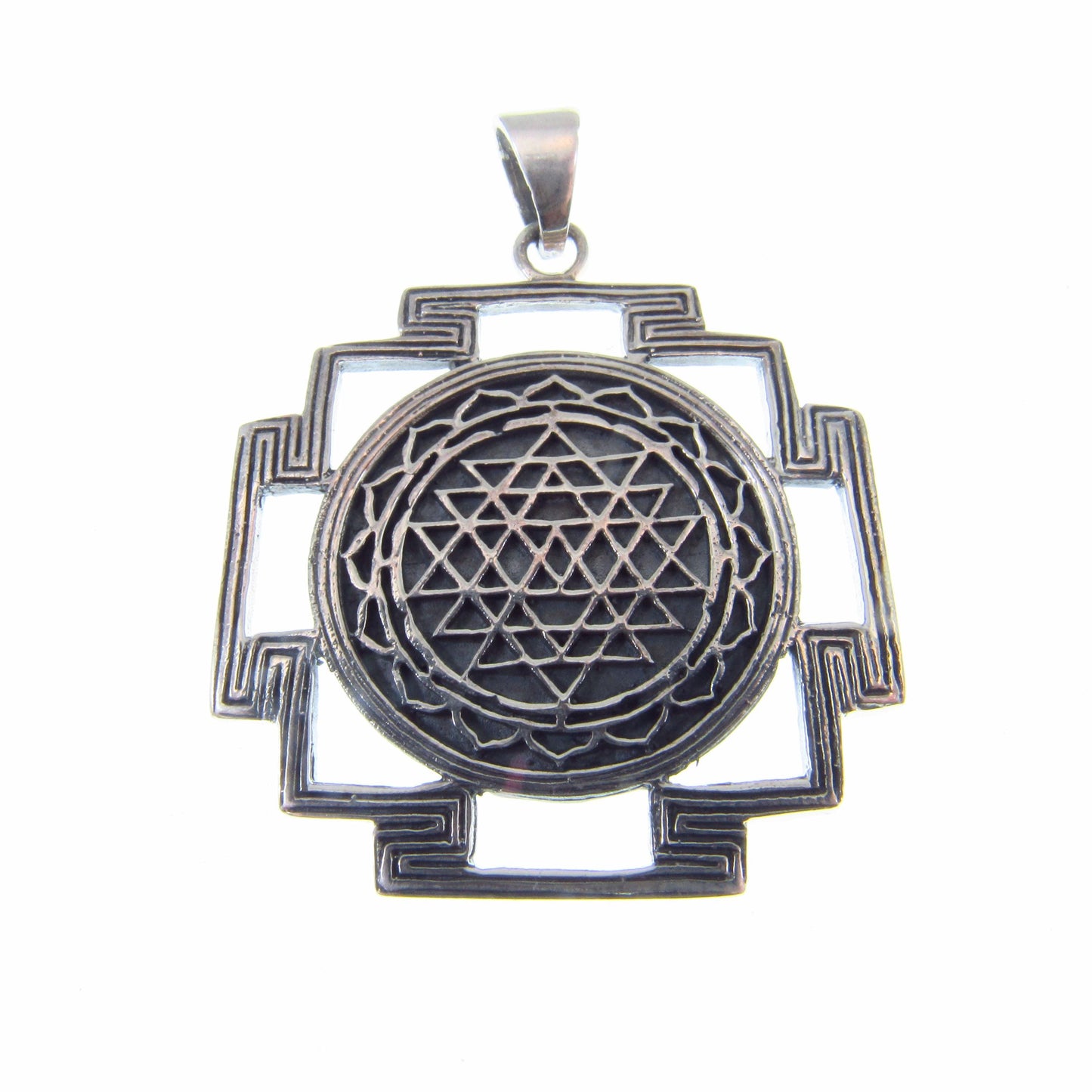 Solid 925 Sterling Silver Sri Yantra Pendant – Sacred Geometry Meditation Jewelry, Spiritual Symbol Necklace Pendant, Yoga Chakra Talisman