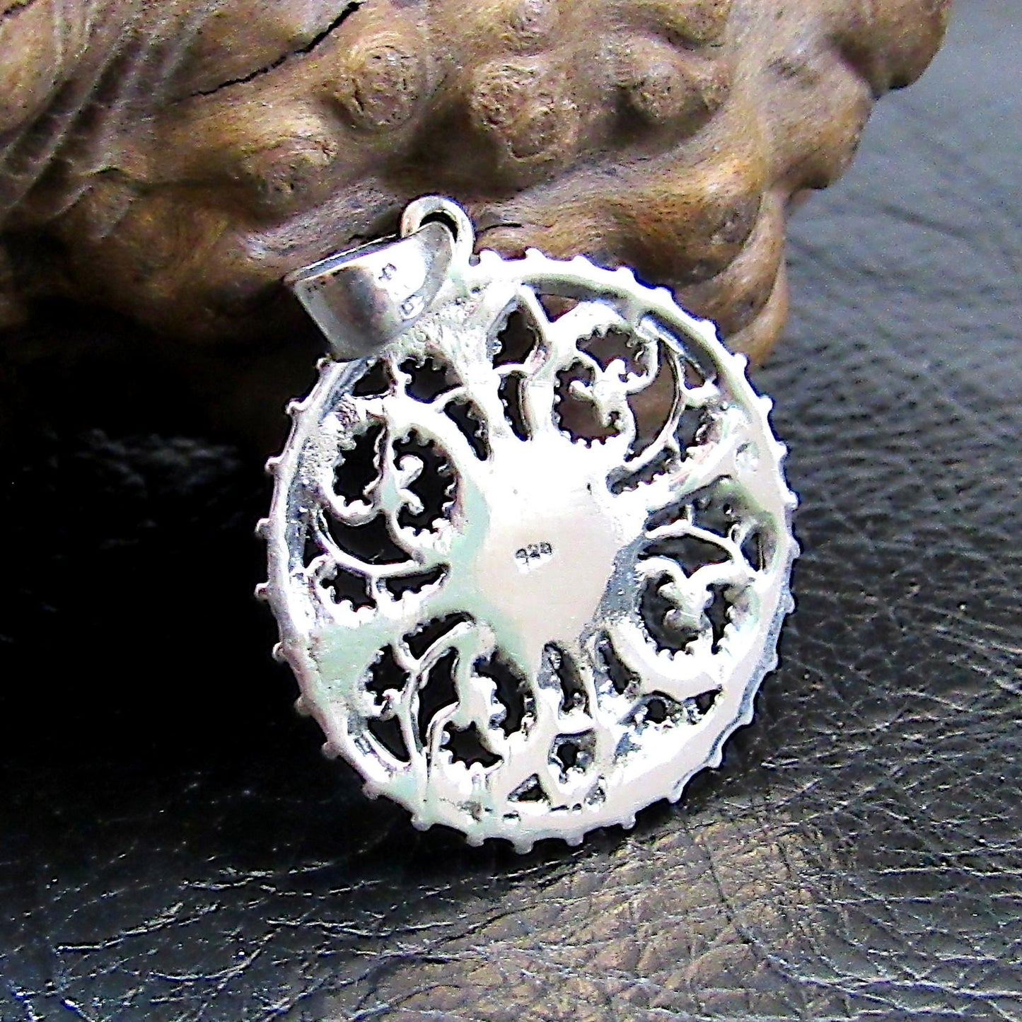 Solid 925 Sterling Silver Circular Arabesque Pendant – Filigree Swirl Medallion - Infinite Pattern, Shamsa Rosette Inspired, Islamic Jewelry