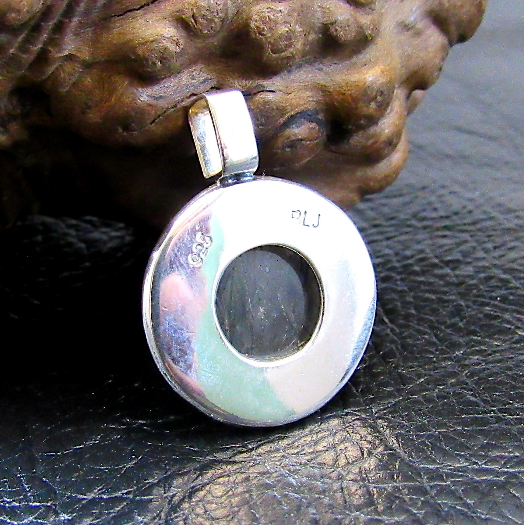 Solid 925 Sterling Silver Tourmalinated Quartz Necklace Pendant, Black Rutilated Quartz, Braided Bezel Setting, Healing Crystal Jewelry 02