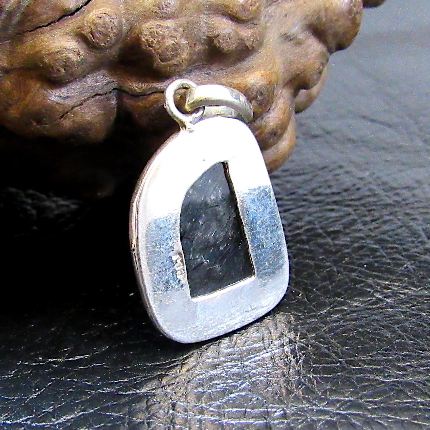 Solid 925 Sterling Silver Tourmalinated Quartz Necklace Pendant, Black Rutilated Quartz, Braided Bezel Setting, Healing Crystal Jewelry 01