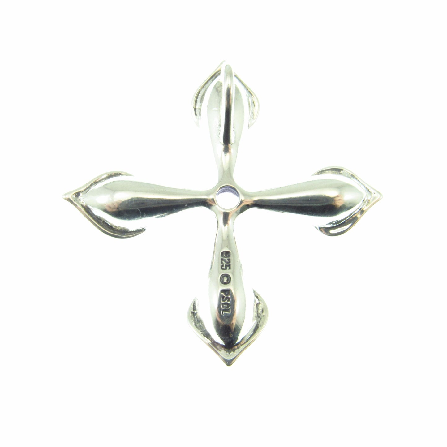 Solid 925 Sterling Silver Calla Lily Cross Slide Pendant with Faceted Amethyst Gemstone, Floral Christian Jewelry, Women’s Religious Amulet