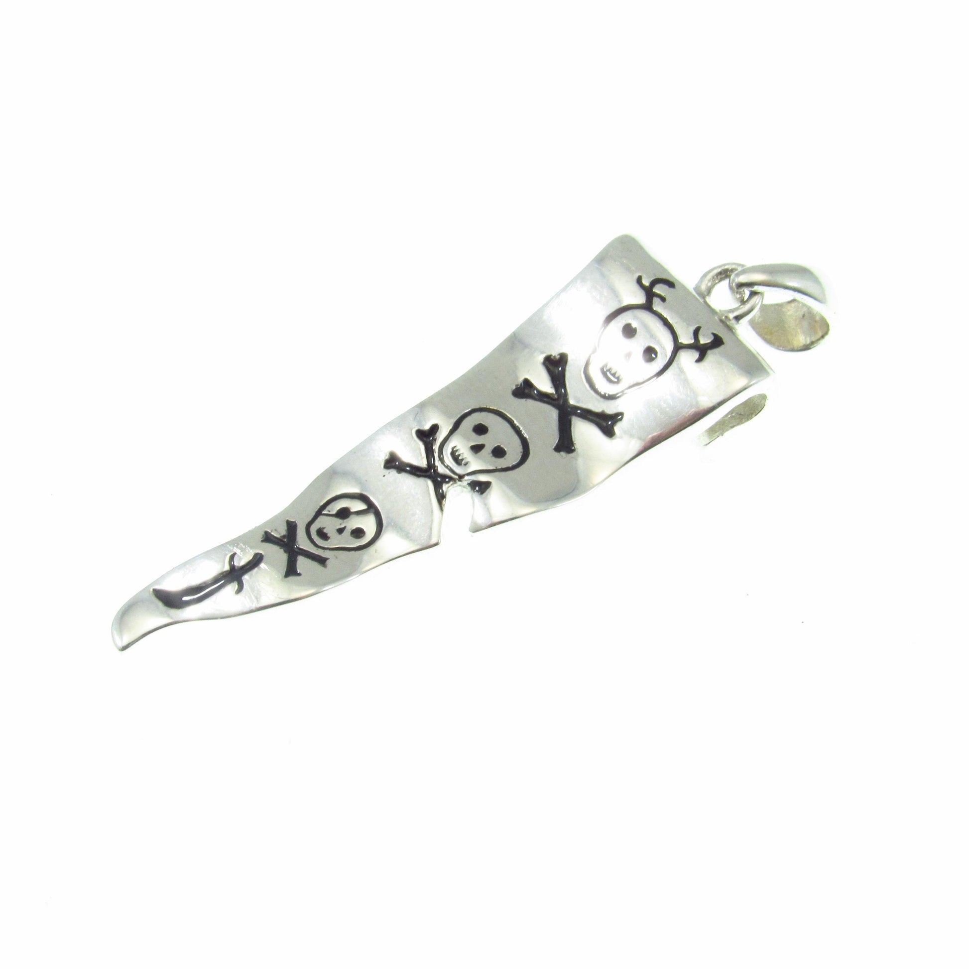 Solid 925 Sterling Silver Francis Drake Pirate Flag Pendant – Skull and Crossbones Jewelry, Gothic Pirate Necklace Pendant, Nautical Gift