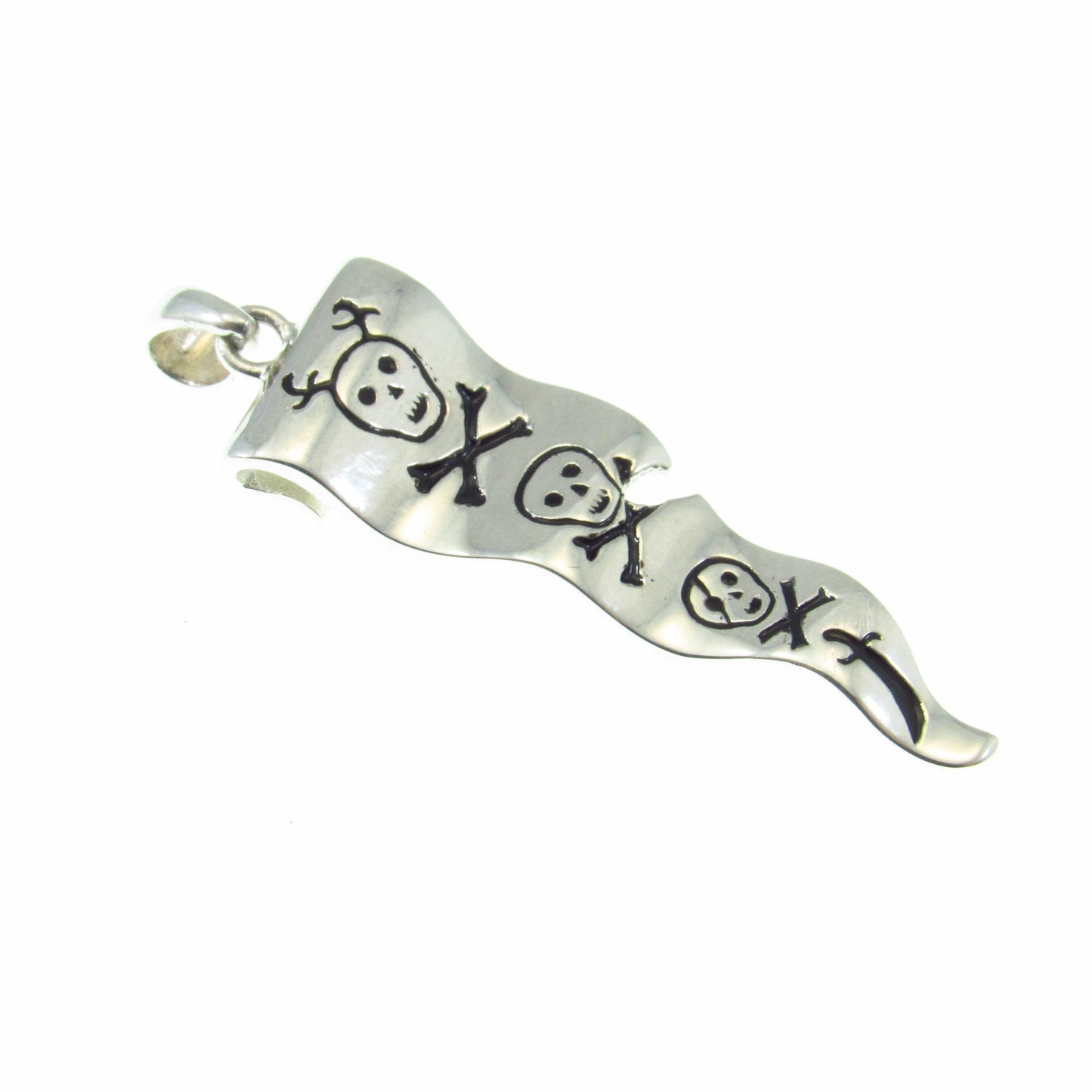 Solid 925 Sterling Silver Francis Drake Pirate Flag Pendant – Skull and Crossbones Jewelry, Gothic Pirate Necklace Pendant, Nautical Gift