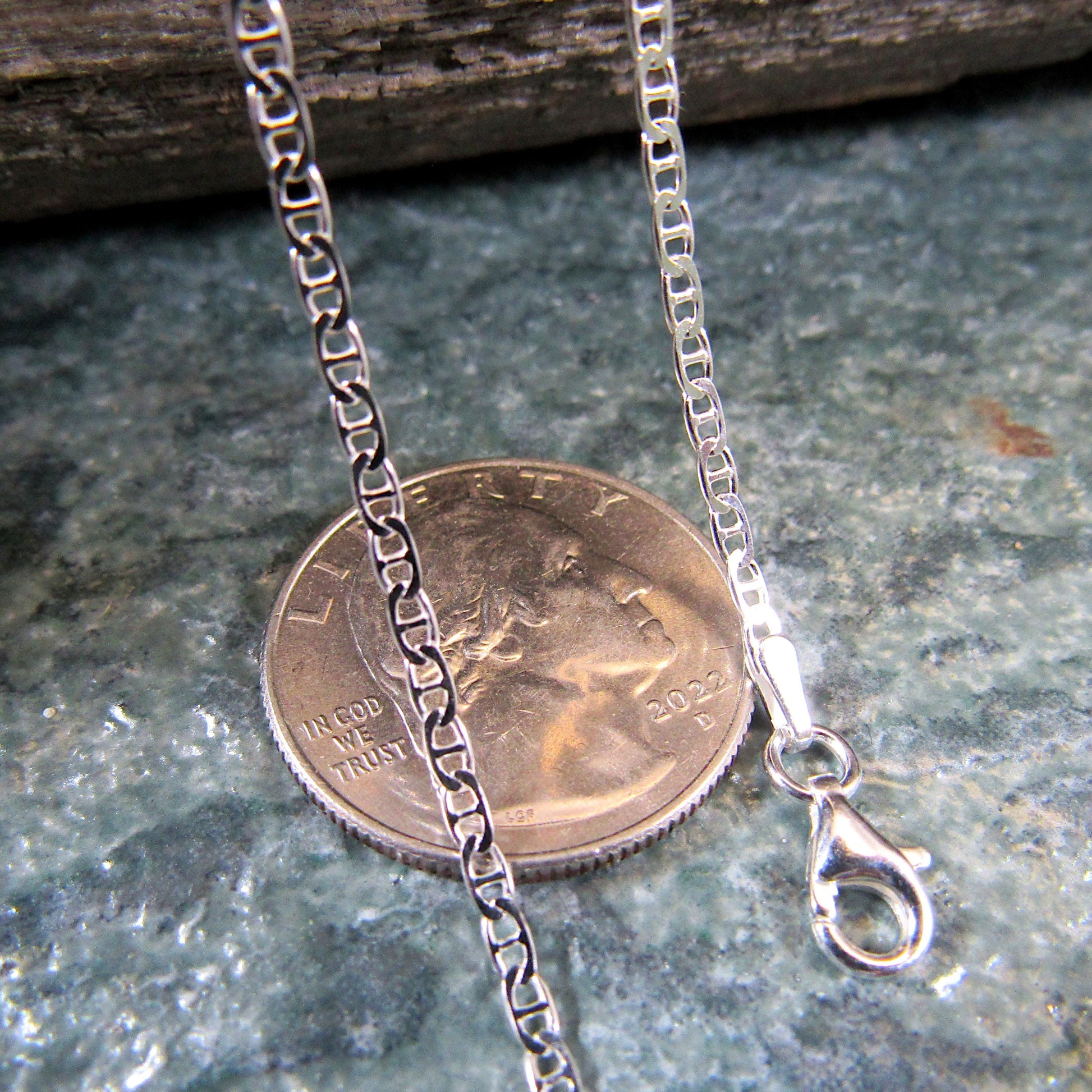 Solid 925 Sterling Silver Mariner Chain Necklace or Bracelet, Italian Made Men’s Marina Link, Heavy Nautical Silver Jewelry Gift for Him