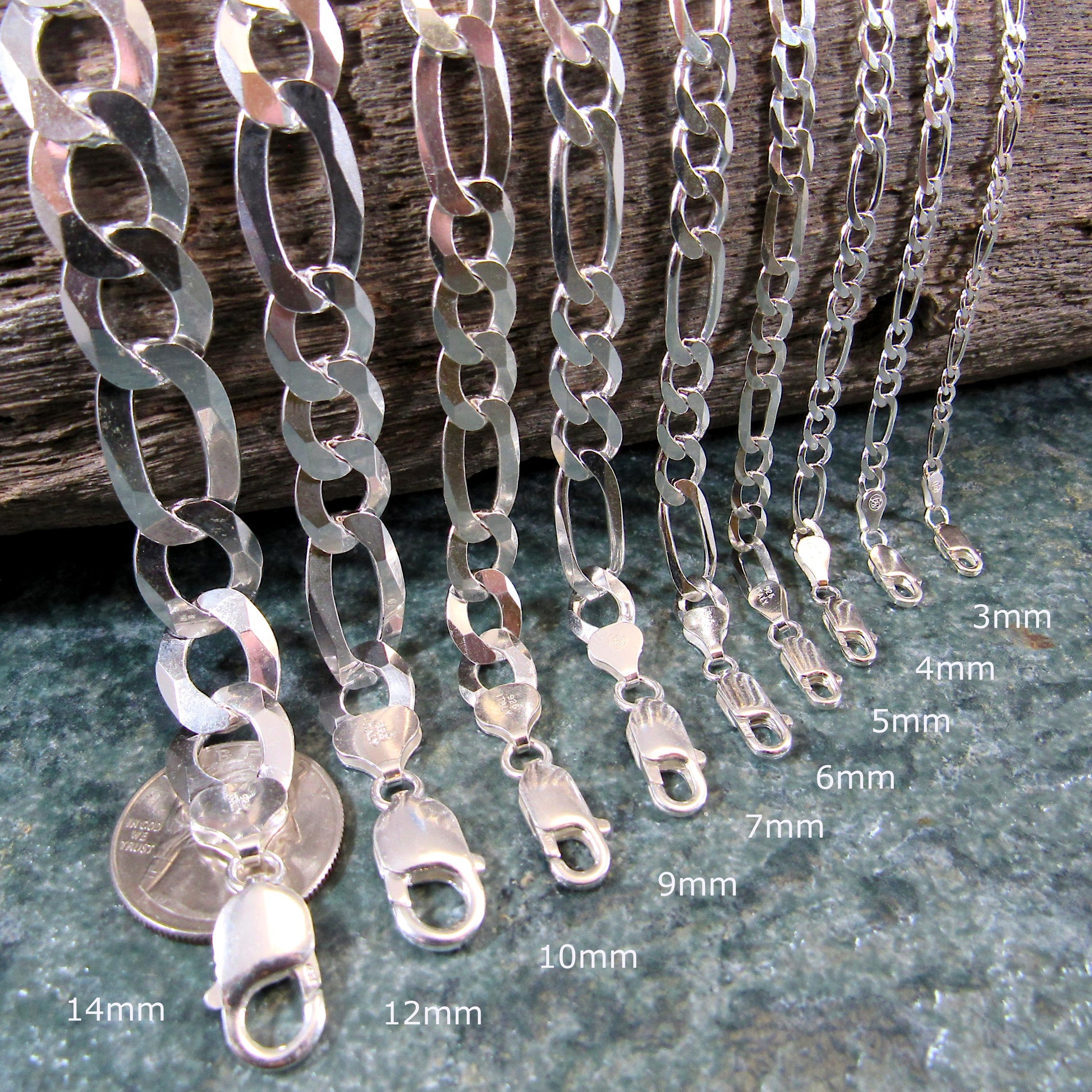 Men's Italian Figaro Link Necklace Chain, Solid 925 Sterling Silver, Made in Italy, Urban Streetwear Jewelry, Unisex Necklace for Women, Men