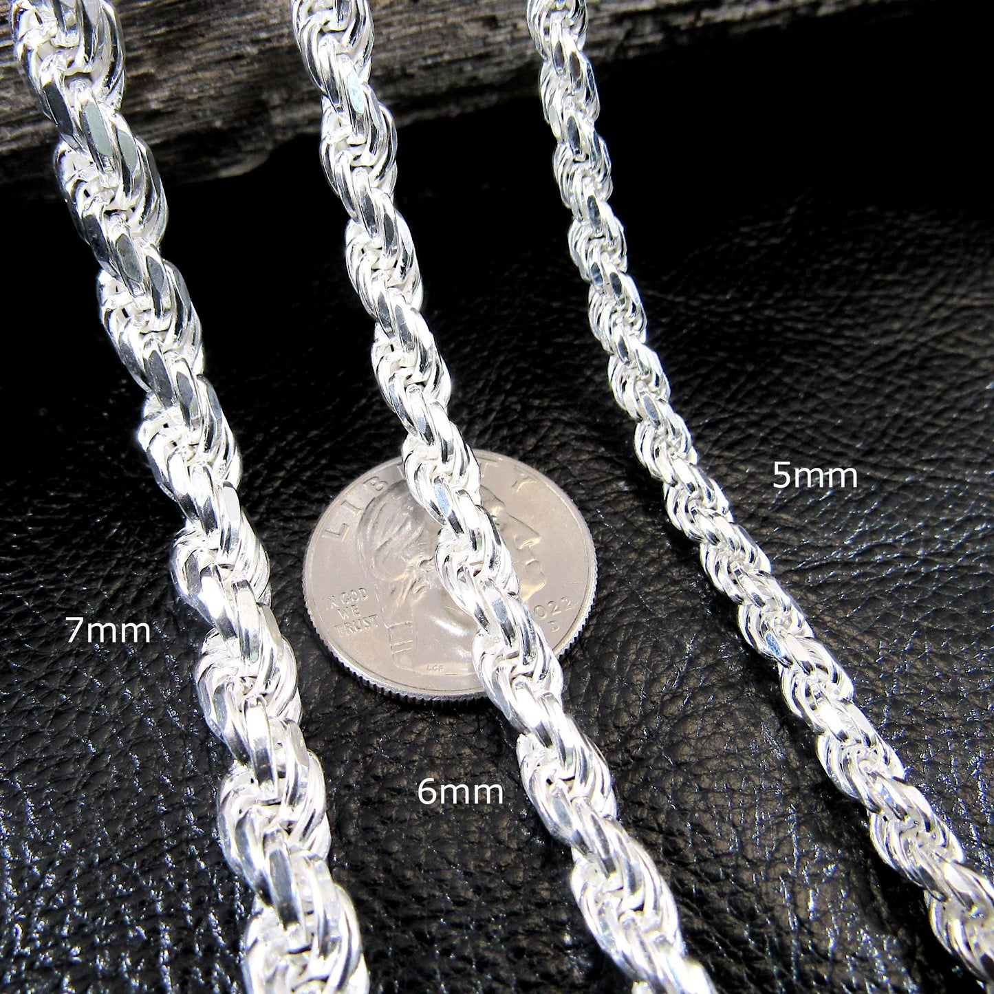 Solid 925 Sterling Silver Italian Rope Chain Necklace / Bracelet, Diamond Cut Rope, Made in Italy, Men's & Women's Urban Hip Hop Jewelry