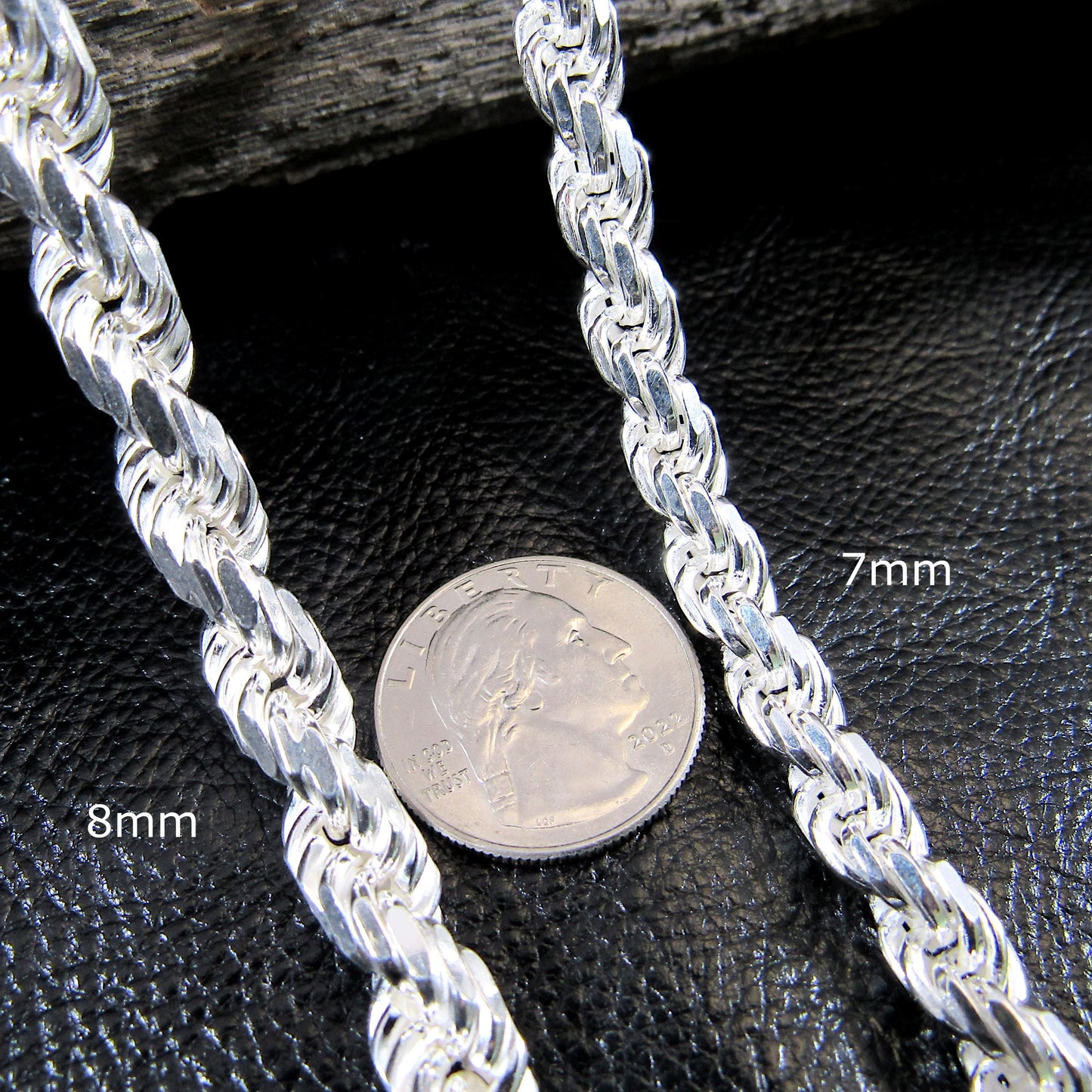Solid 925 Sterling Silver Italian Rope Chain Necklace / Bracelet, Diamond Cut Rope, Made in Italy, Men's & Women's Urban Hip Hop Jewelry