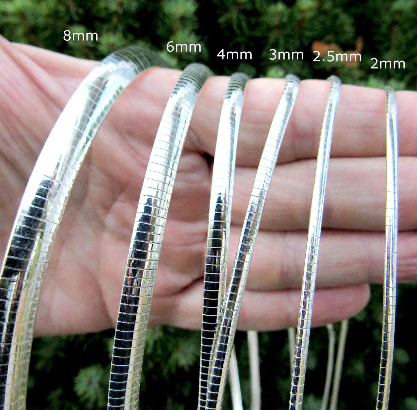 Solid 925 Sterling Silver Italian Flat Omega Chain Necklace, Women's Collar / Choker Chain, Stacking or Layering Necklace, Statement Jewelry