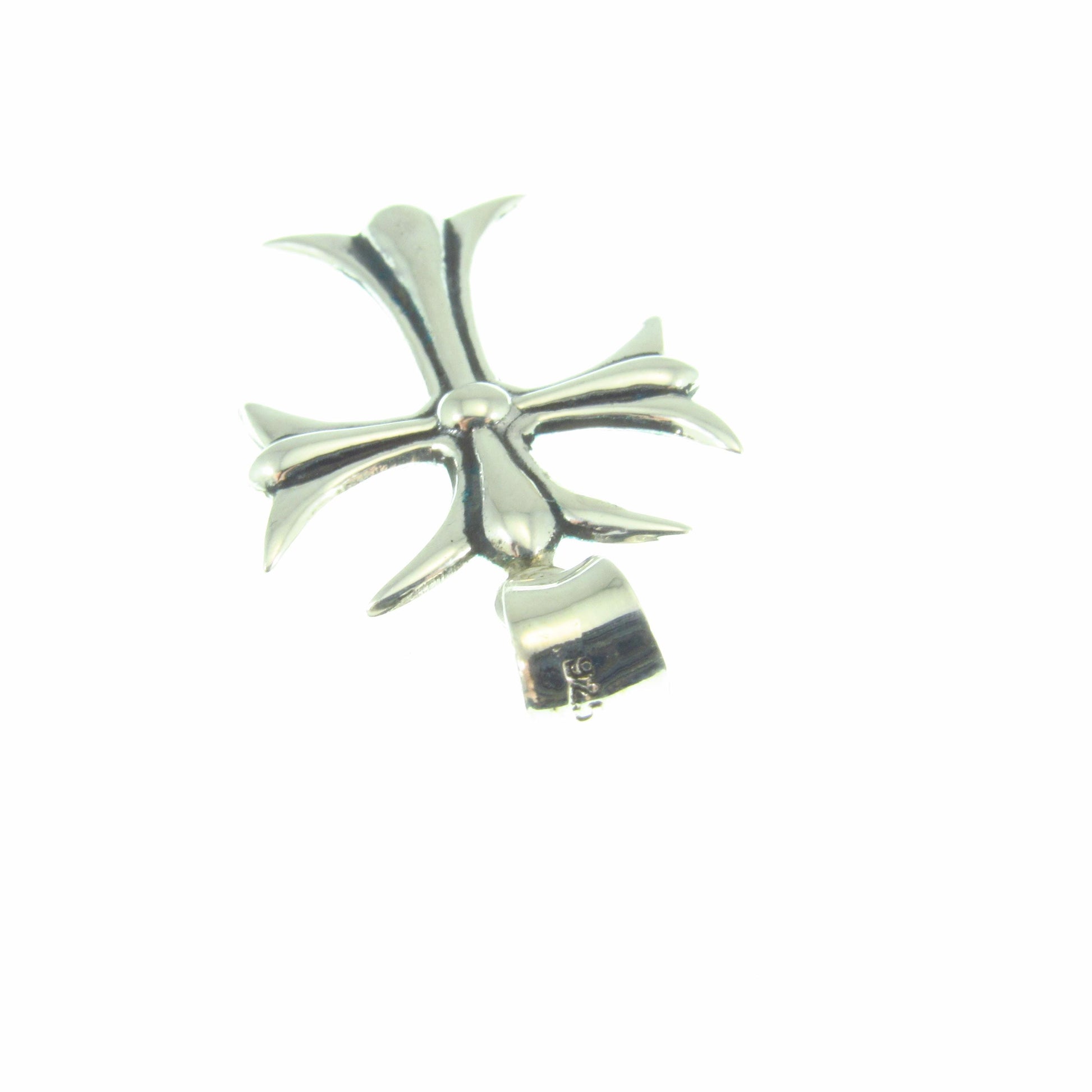 Solid 925 Sterling Silver Gothic Maltese Cross Pendant | Men’s Fleur-de-Lis Cross, Polished & Oxidized Silver | Urban Streetwear Jewelry