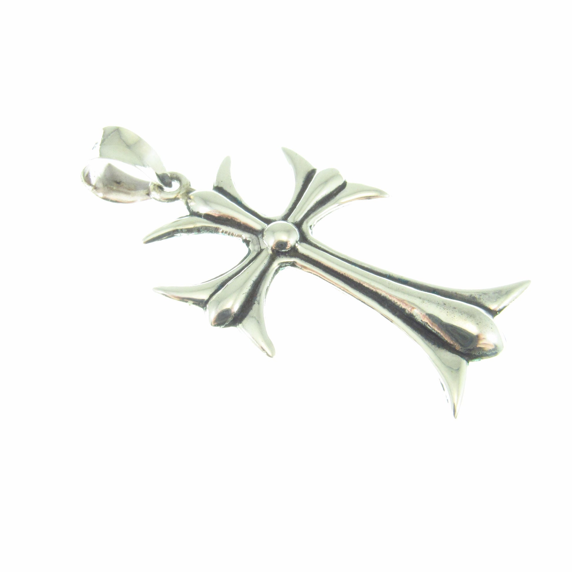 Solid 925 Sterling Silver Gothic Maltese Cross Pendant | Men’s Fleur-de-Lis Cross, Polished & Oxidized Silver | Urban Streetwear Jewelry