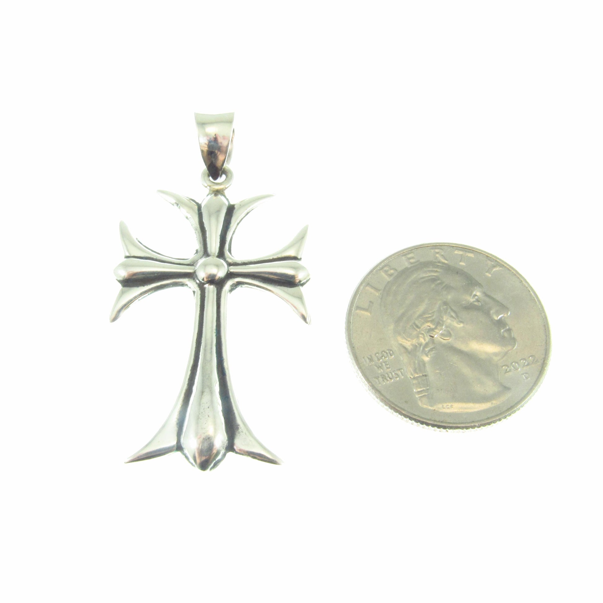 Solid 925 Sterling Silver Gothic Maltese Cross Pendant | Men’s Fleur-de-Lis Cross, Polished & Oxidized Silver | Urban Streetwear Jewelry