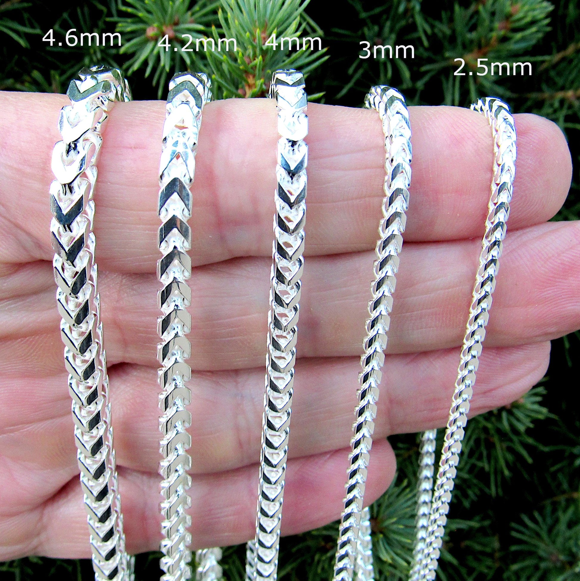 Solid 925 Sterling Silver Italian Franco Link Chain Necklace, Mens Hip Hop Jewelry, Chunky Italian Bracelet, Chevron Links, Made in Italy