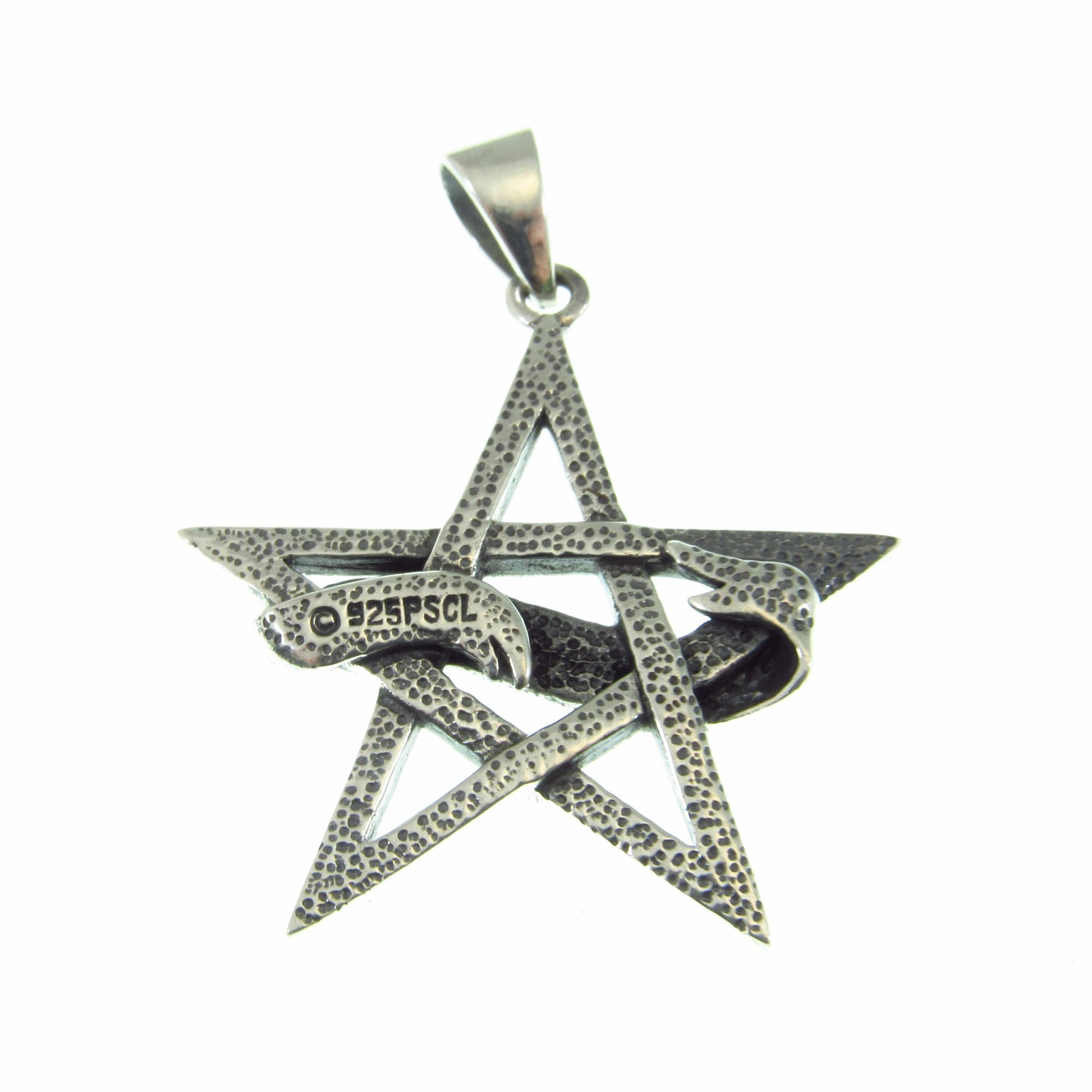 Witch Diva Pentagram Necklace Pendant, Solid 925 Sterling Silver Pagan / Wiccan Amulet, Gothic & Occult Jewelry Gift Idea