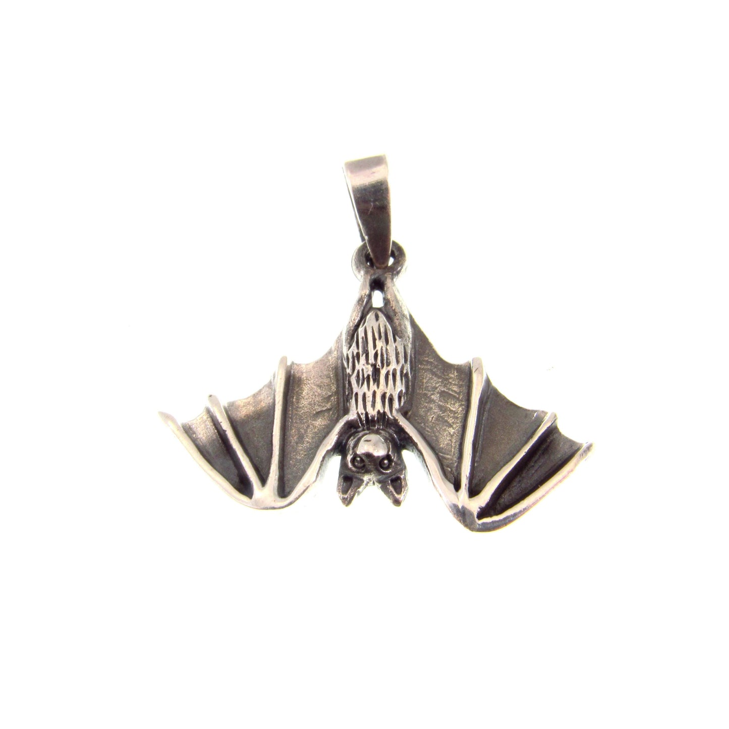 Solid 925 Sterling Silver Hanging Bat Pendant – Gothic Vampire Necklace Charm, Halloween Jewelry, Occult Gift for Men & Women, Bat Totem