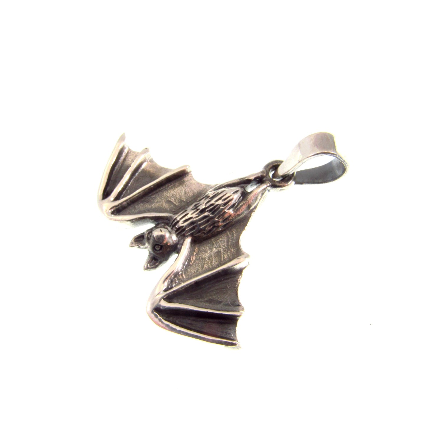 Solid 925 Sterling Silver Hanging Bat Pendant – Gothic Vampire Necklace Charm, Halloween Jewelry, Occult Gift for Men & Women, Bat Totem