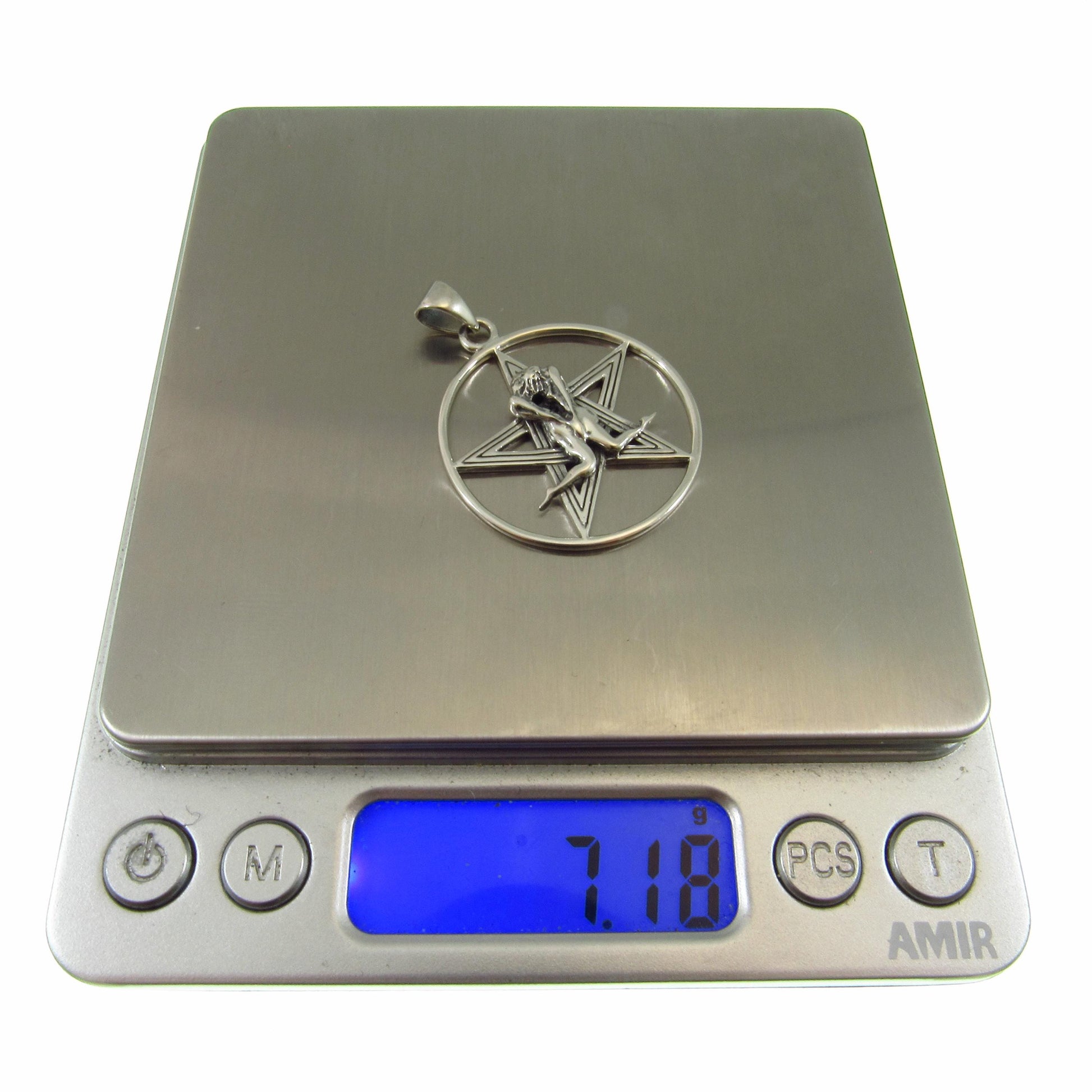 Lovers Pentacle Pendant, Solid 925 Sterling Silver Erotic Pagan Necklace Amulet, Sacred Union Wiccan Jewelry, Tantric Couple Occult Talisman