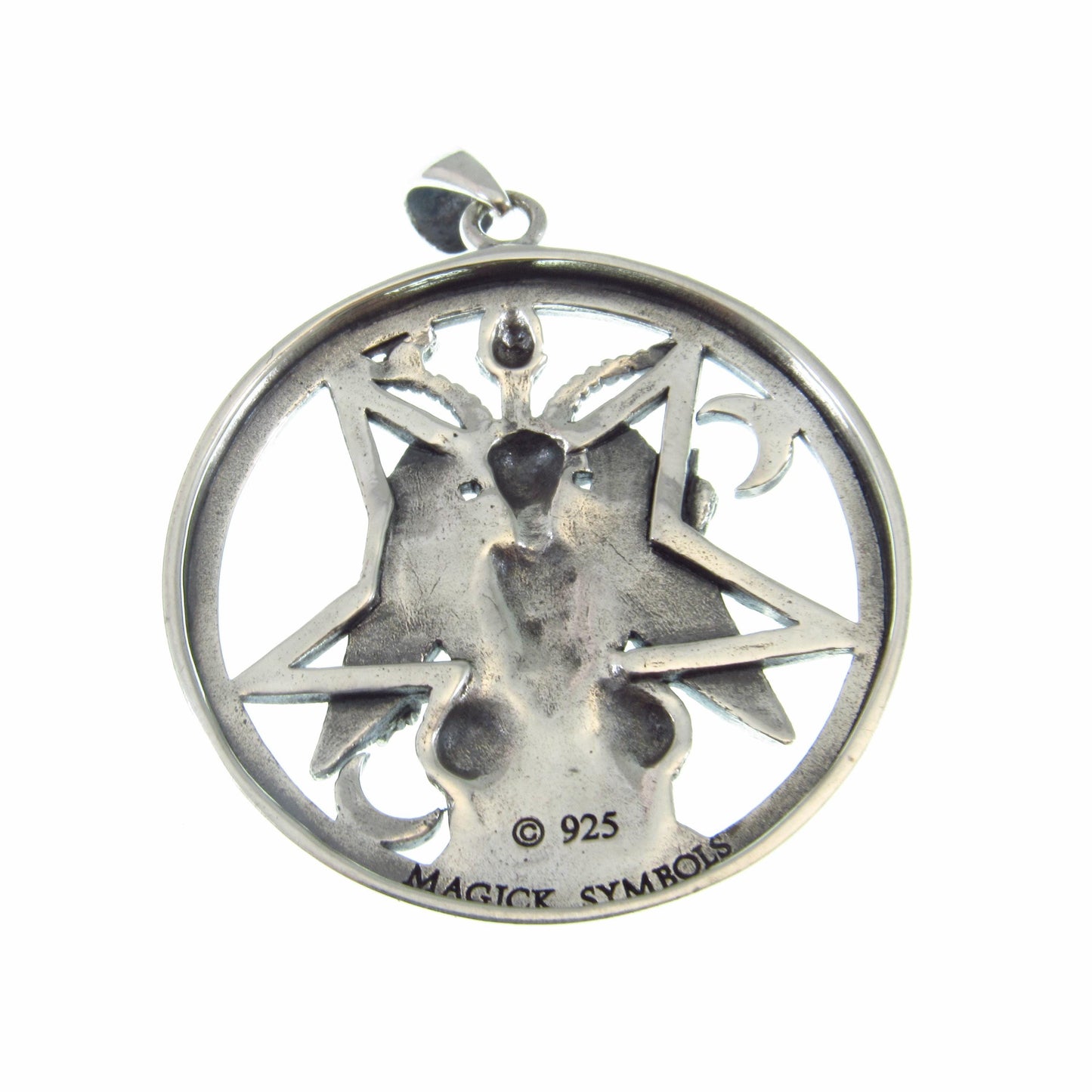 Baphomet Pentacle Pendant / Solid 925 Sterling Silver / Occult Goat Head Sigil Jewelry, Satanic Pagan & Wiccan Symbol Necklace Talisman