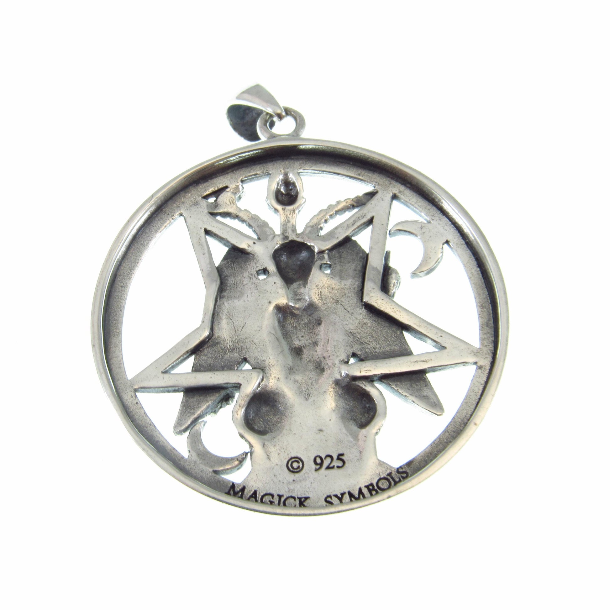 Baphomet Pentacle Pendant / Solid 925 Sterling Silver / Occult Goat Head Sigil Jewelry, Satanic Pagan & Wiccan Symbol Necklace Talisman