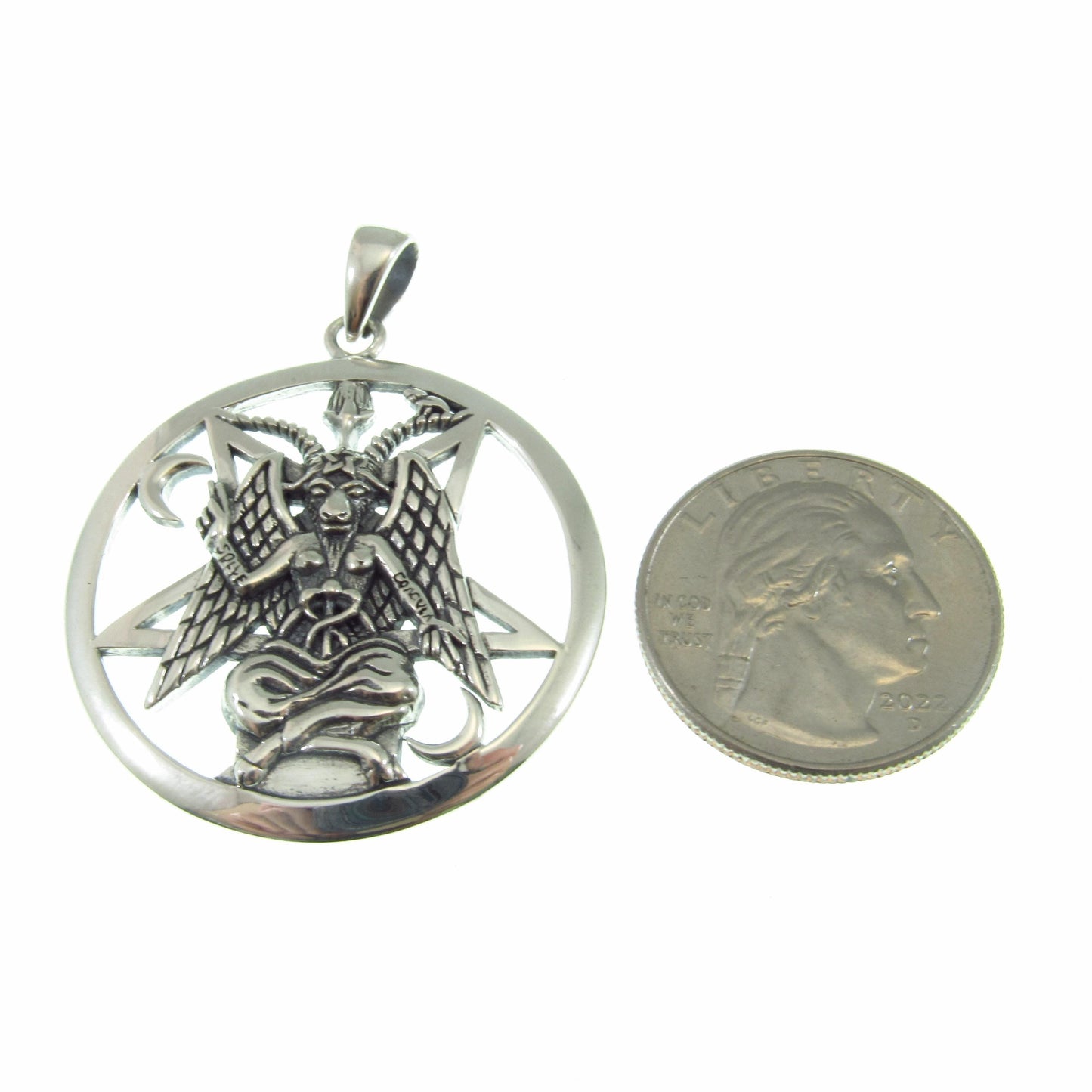 Baphomet Pentacle Pendant / Solid 925 Sterling Silver / Occult Goat Head Sigil Jewelry, Satanic Pagan & Wiccan Symbol Necklace Talisman