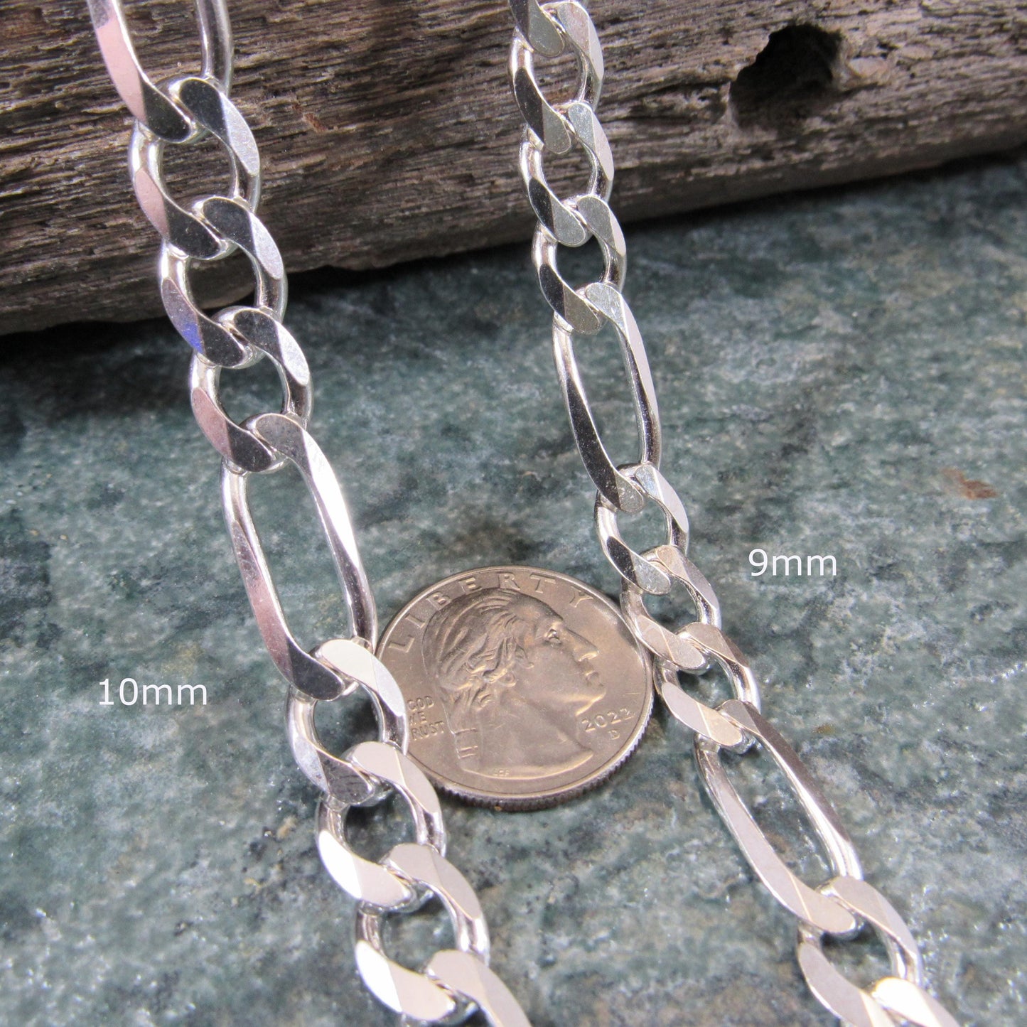 Solid 925 Sterling Silver Figaro Chain Necklace or Bracelet, Italian Made Men’s Silver Jewelry, Heavy Chunky Link Urban Streetwear Style