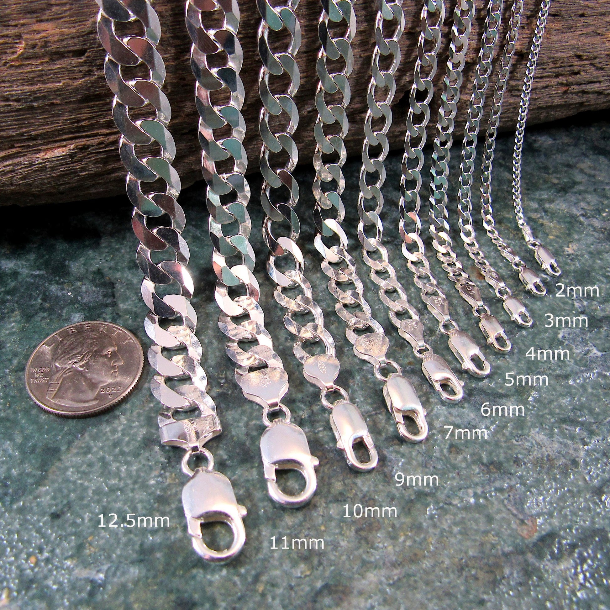 Solid 925 Sterling Silver Curb Chain Necklace, Heavy Cuban Link Chains for Men, Dainty Necklaces for Women, Unisex Jewelry, Made in Italy