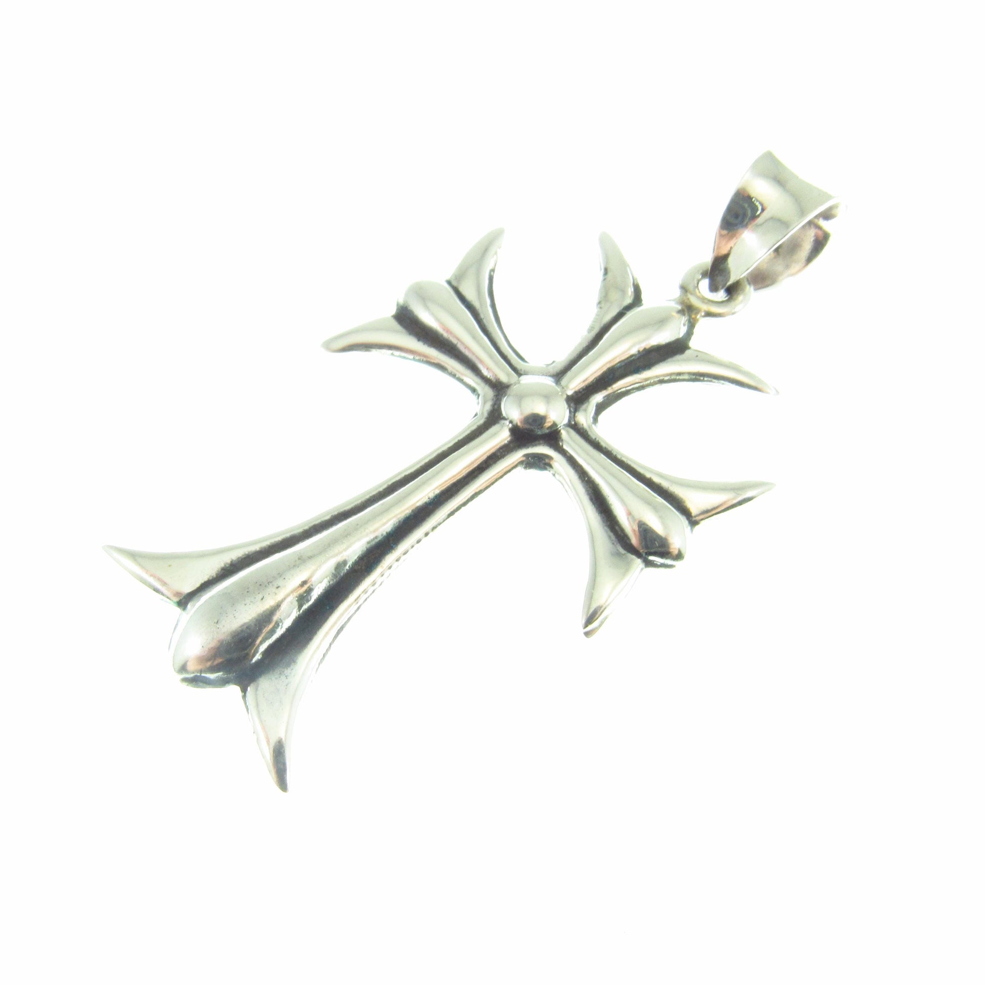 Solid 925 Sterling Silver Gothic Maltese Cross Pendant | Men’s Fleur-de-Lis Cross, Polished & Oxidized Silver | Urban Streetwear Jewelry