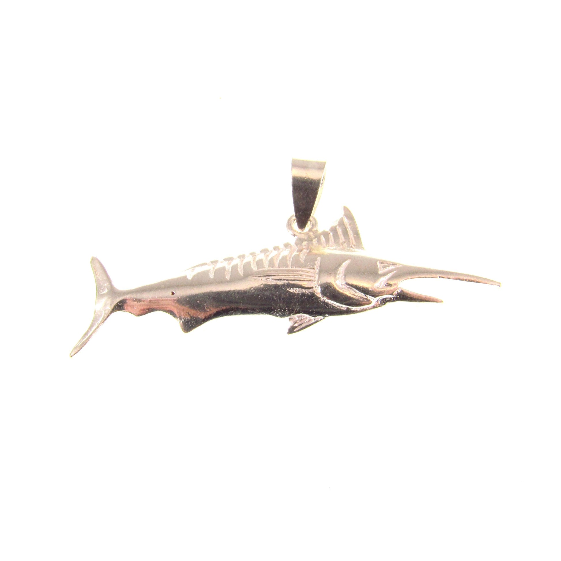 Solid 925 Sterling Silver Swordfish Marlin Pendant, Nautical Ocean Fish Jewelry, Big Game Fishing Charm, Sea Life Beach Gift for Men