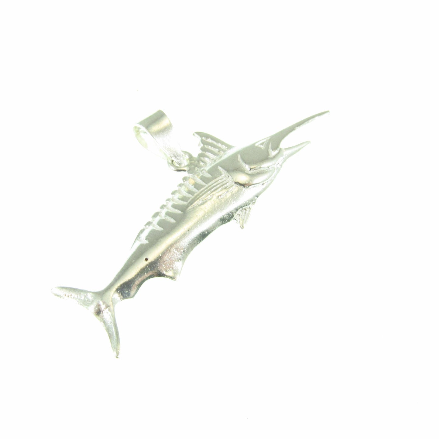 Solid 925 Sterling Silver Swordfish Marlin Pendant, Nautical Ocean Fish Jewelry, Big Game Fishing Charm, Sea Life Beach Gift for Men