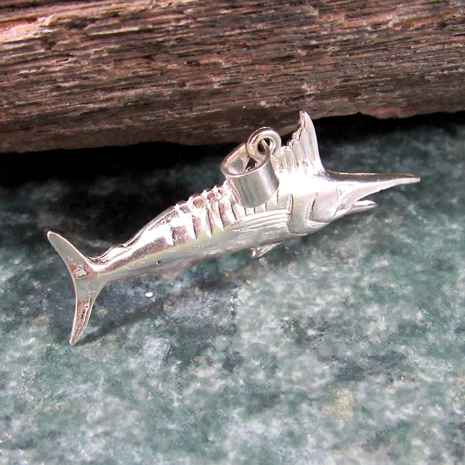 Solid 925 Sterling Silver Swordfish Marlin Pendant, Nautical Ocean Fish Jewelry, Big Game Fishing Charm, Sea Life Beach Gift for Men