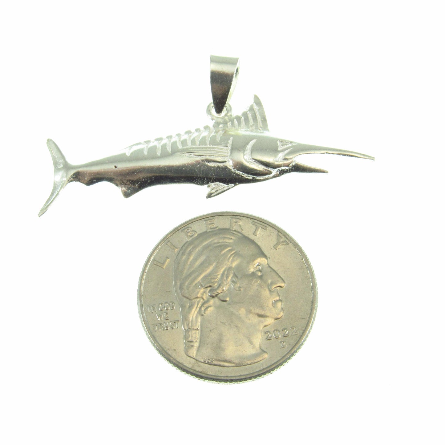 Solid 925 Sterling Silver Swordfish Marlin Pendant, Nautical Ocean Fish Jewelry, Big Game Fishing Charm, Sea Life Beach Gift for Men