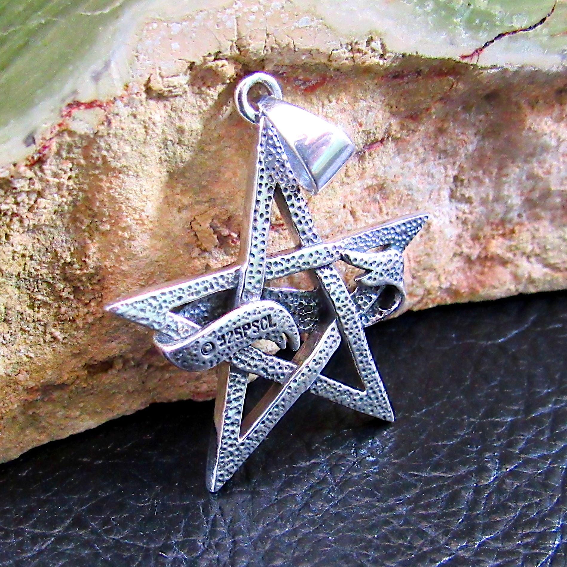 Witch Diva Pentagram Necklace Pendant, Solid 925 Sterling Silver Pagan / Wiccan Amulet, Gothic & Occult Jewelry Gift Idea