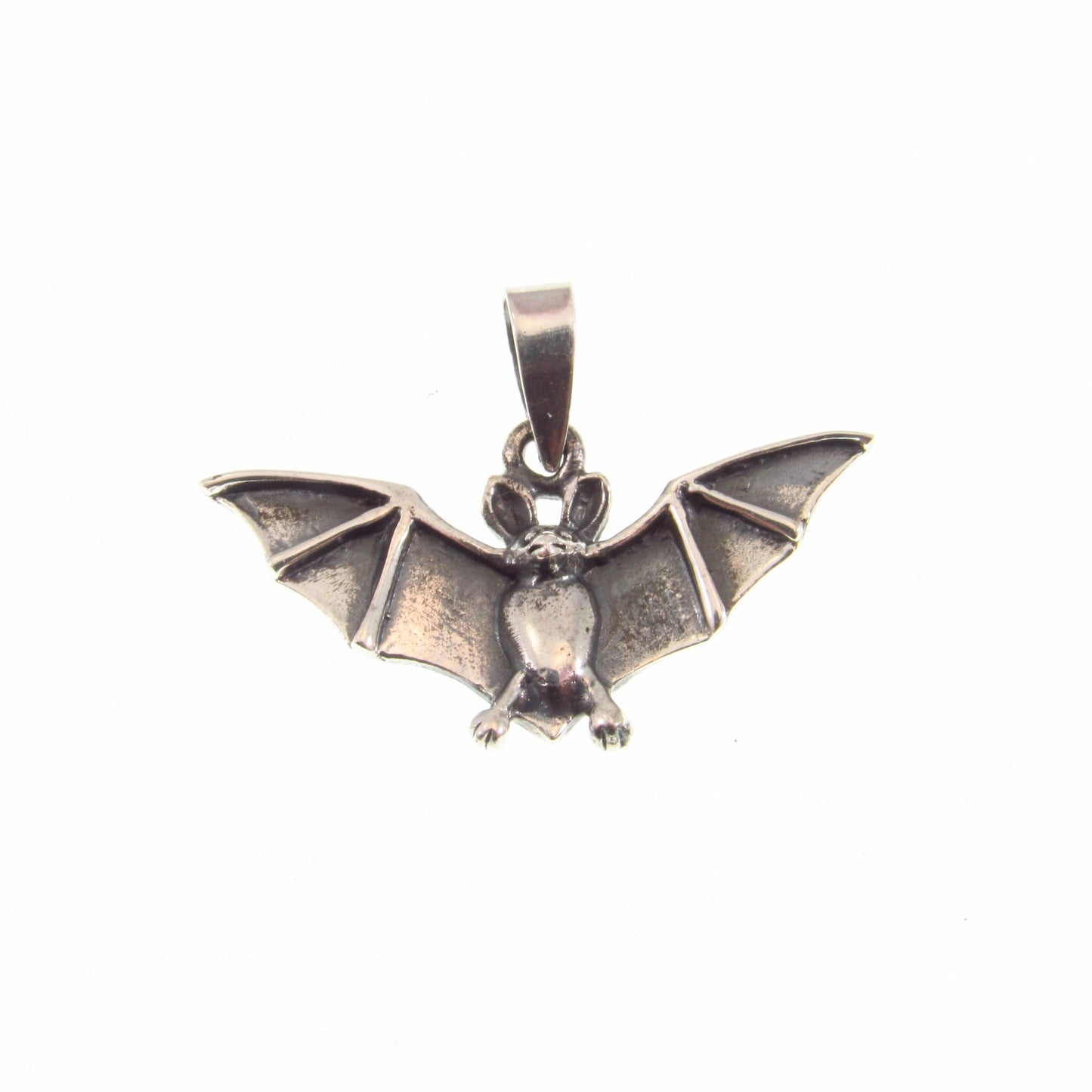 Solid 925 Sterling Silver Upright Bat Pendant – Gothic Vampire Necklace Charm, Occult Gift for Men & Women, Flying Bat Totem