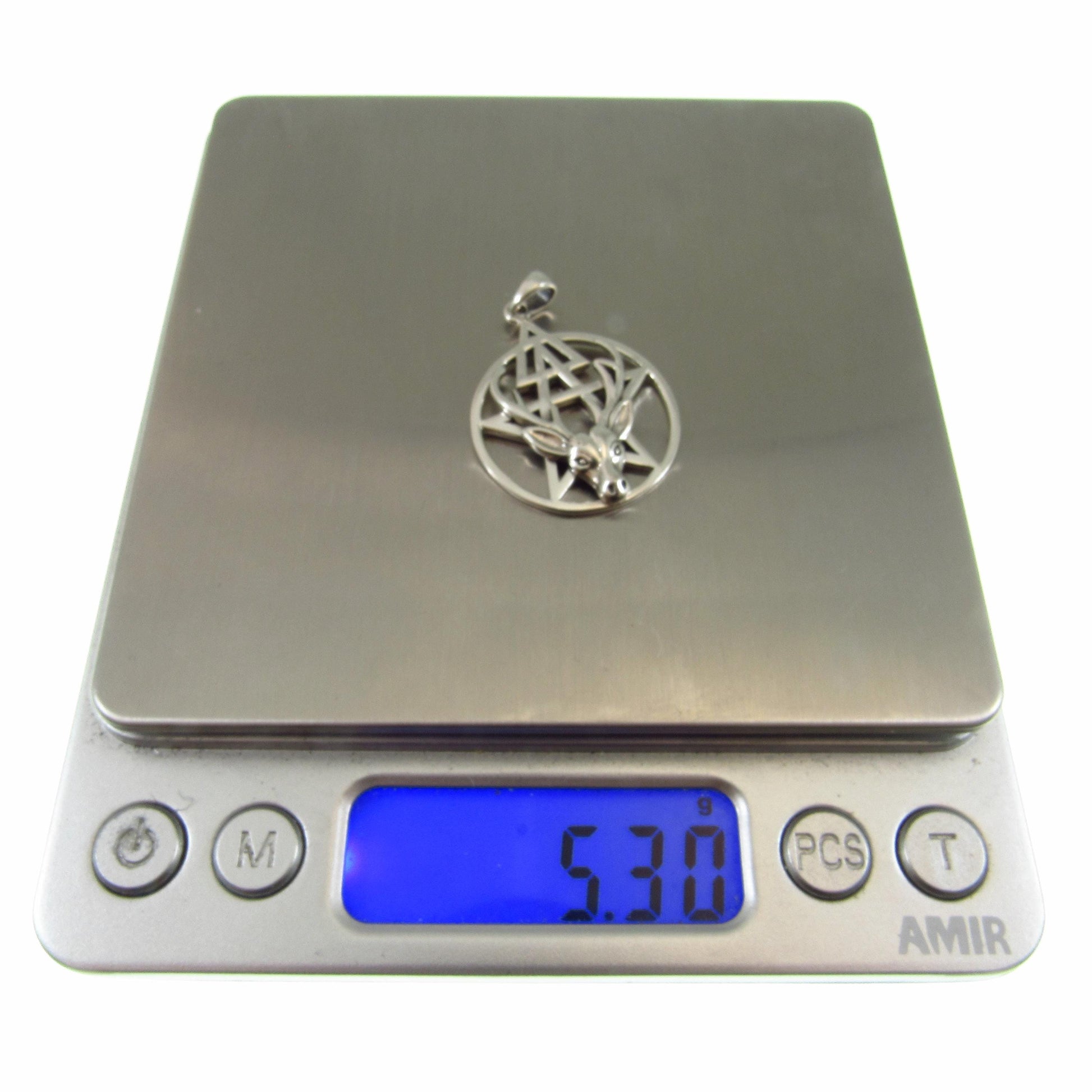 Third Degree Deer Head Pentacle Pendant / Solid 925 Sterling Silver, Stag Antler Pagan Necklace Amulet, Wiccan Baphomet Horned God Talisman