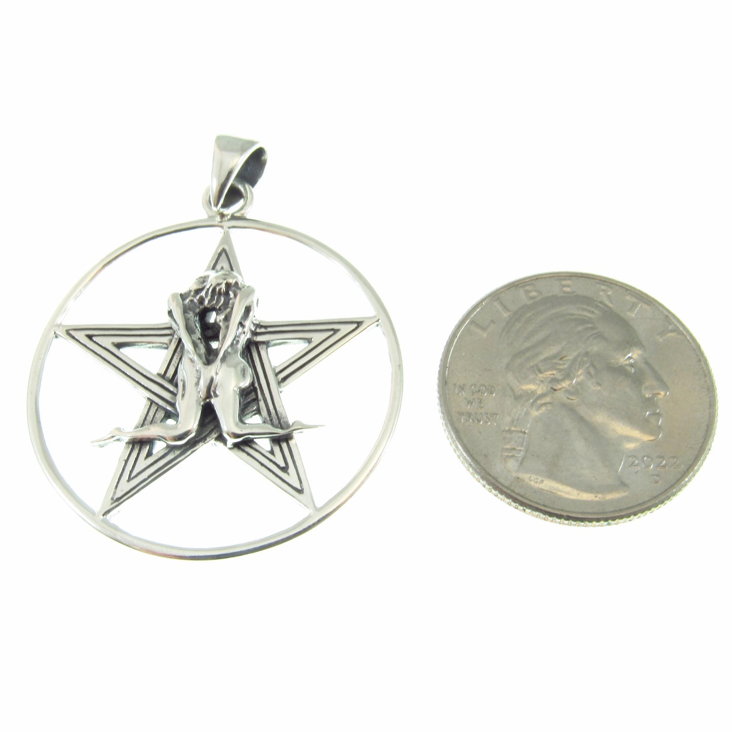Lovers Pentacle Pendant, Solid 925 Sterling Silver Erotic Pagan Necklace Amulet, Sacred Union Wiccan Jewelry, Tantric Couple Occult Talisman