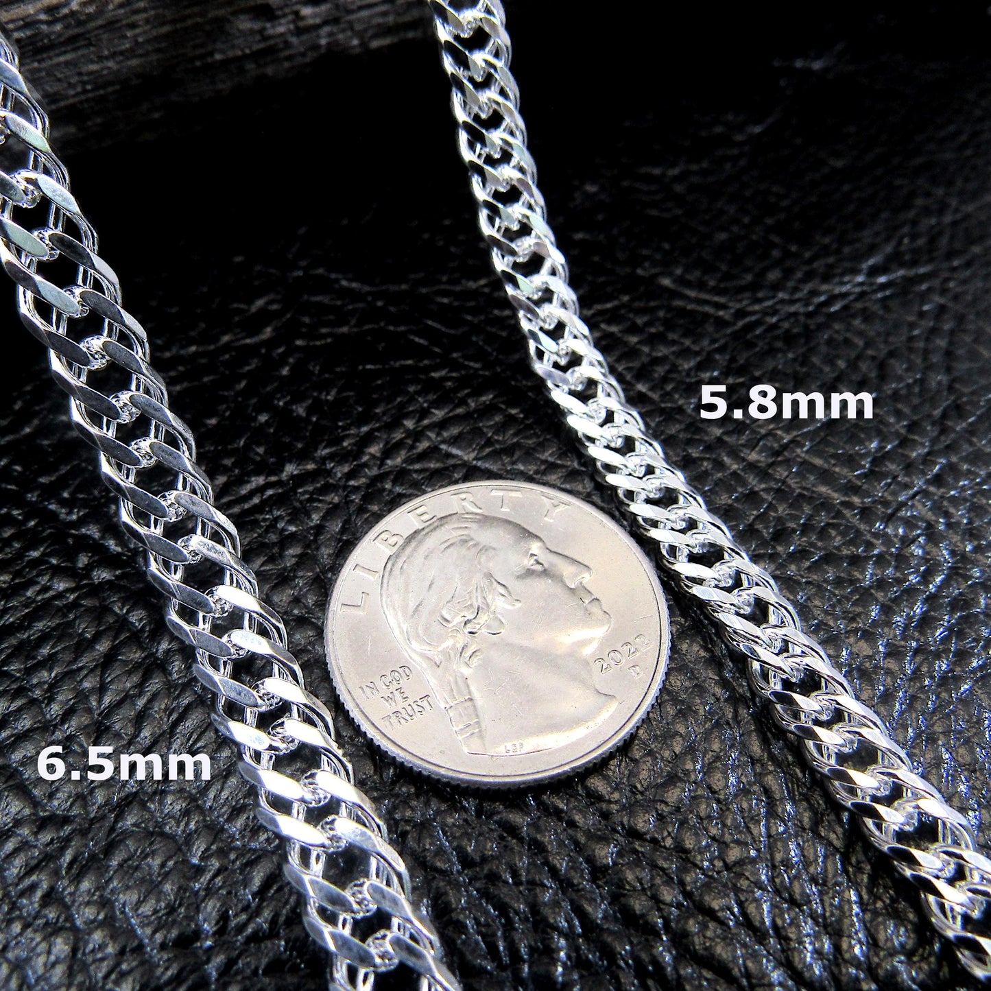 Solid 925 Sterling Silver Italian Rombo Chain, Diamond Cut Rambo Chain, Double Link Curb Chain Necklace or Bracelet, Men's Urban Jewelry