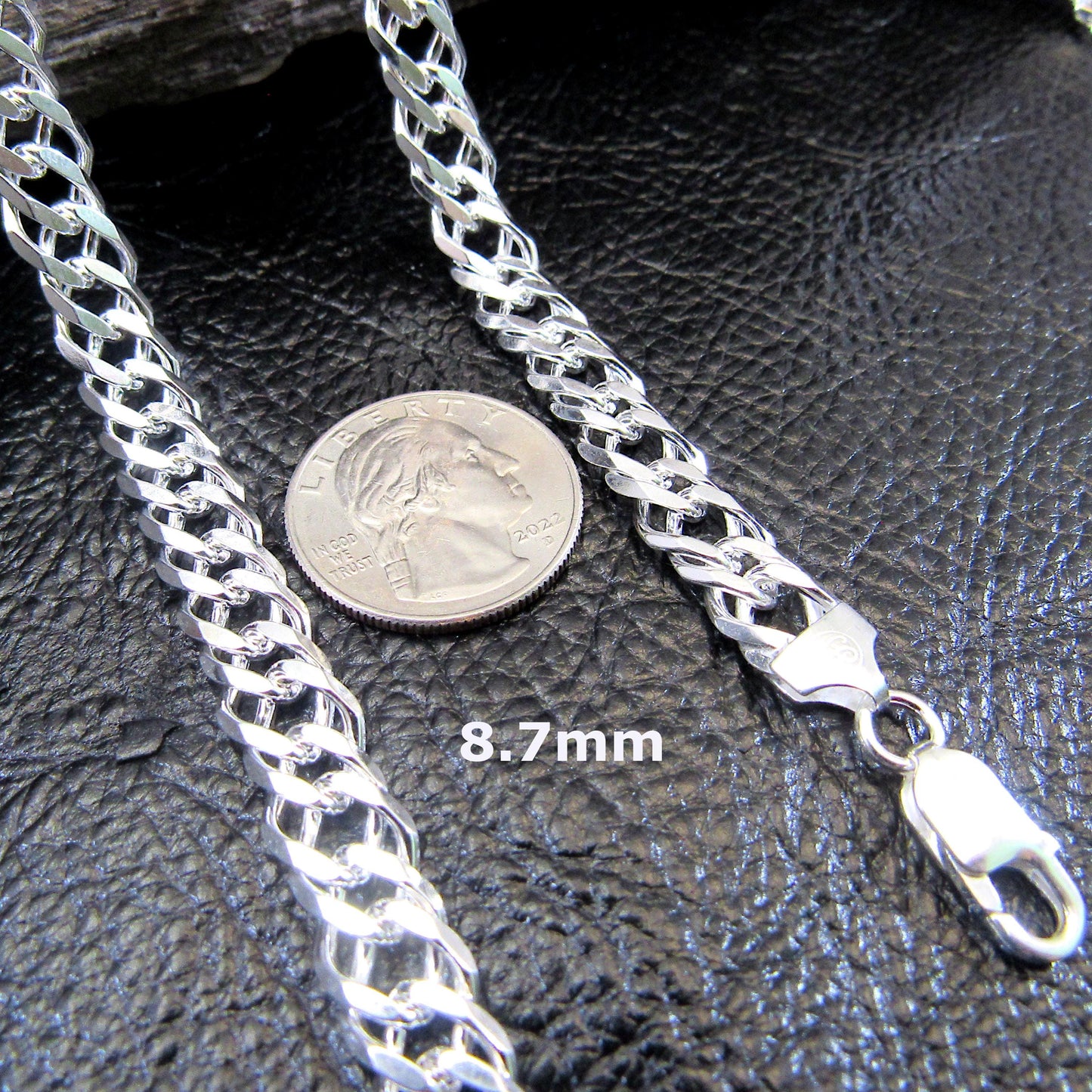 Solid 925 Sterling Silver Italian Rombo Chain, Rambo Chain, Double Curb Link Necklace or Bracelet, Men's Unique Designer Chains