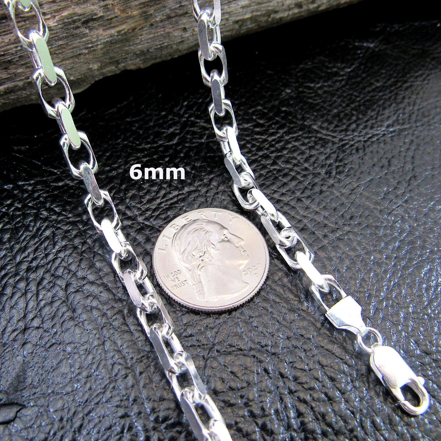 Solid 925 Sterling Silver Italian Diamond Cut Forzatina Cable Chain, Men's Nautical Anchor Link Necklace or Bracelet, Made in Italy