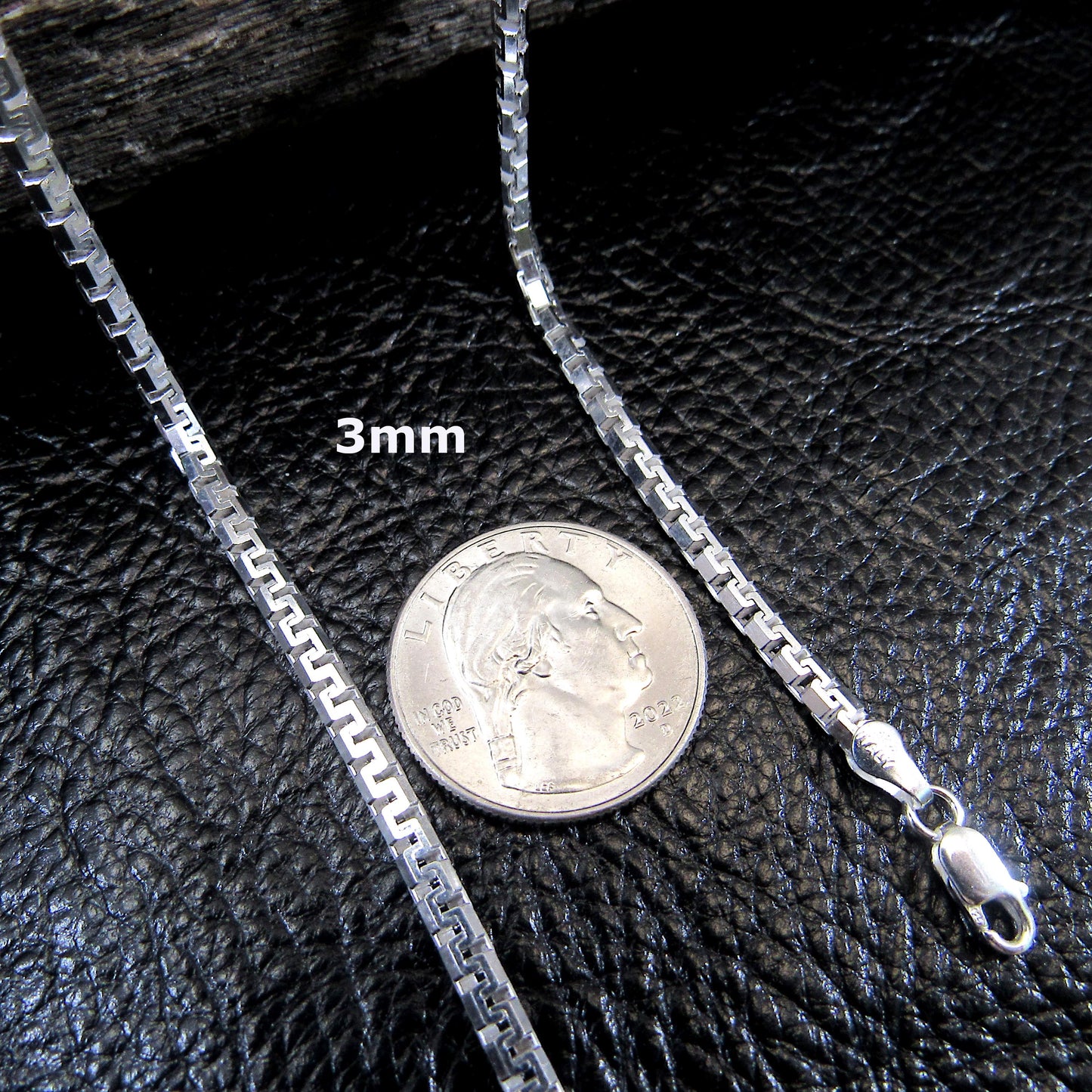 Solid 925 Sterling Silver Greek Key Box Chain - Meander Necklace - Chunky Urban Jewelry for Men or Women - Puzzle Link Chains - Italy Made