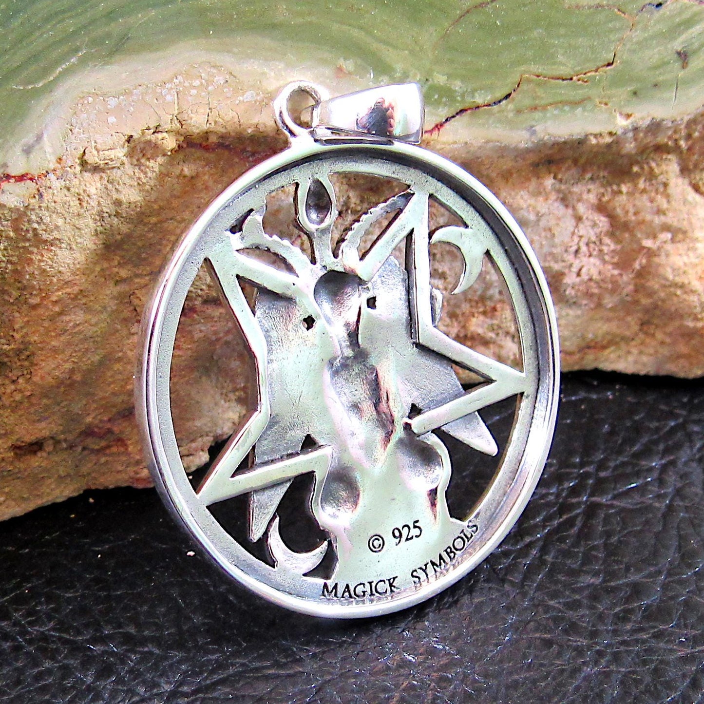 Baphomet Pentacle Pendant / Solid 925 Sterling Silver / Occult Goat Head Sigil Jewelry, Satanic Pagan & Wiccan Symbol Necklace Talisman