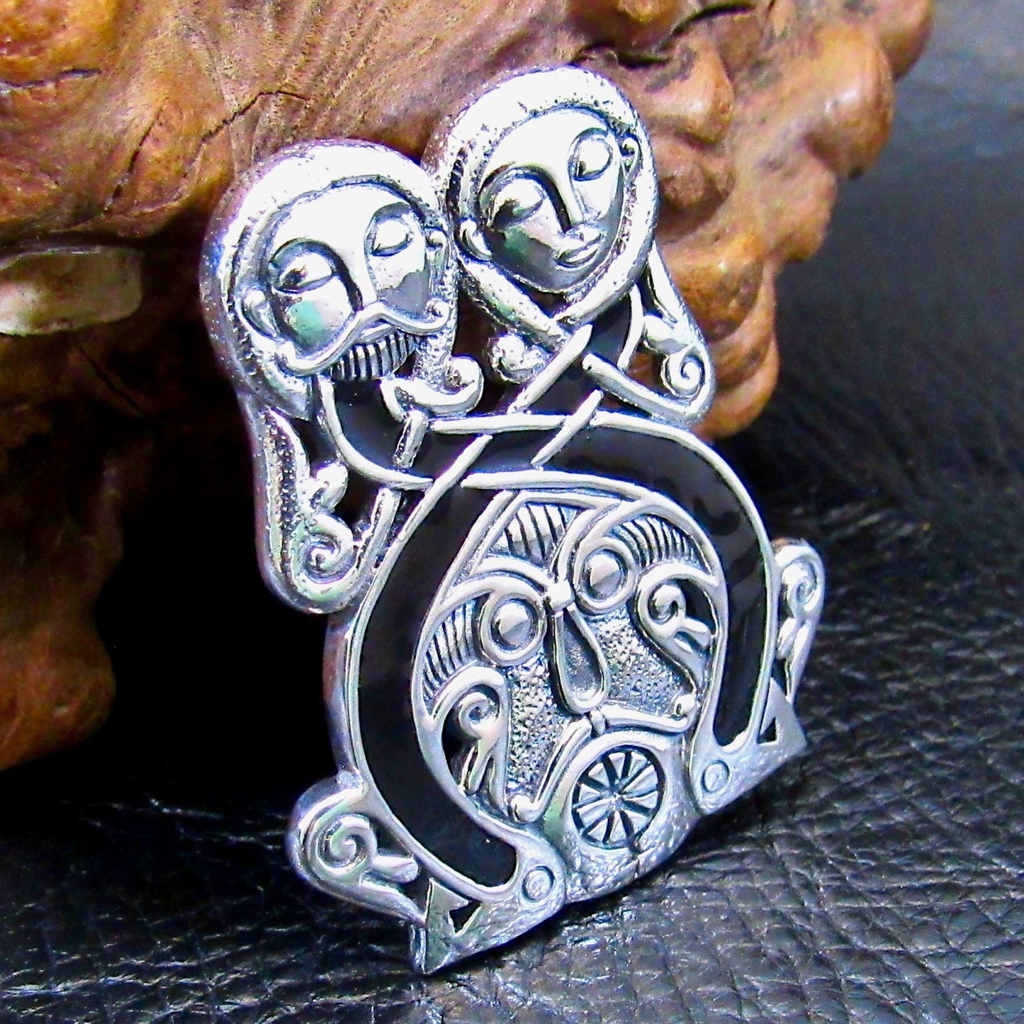 Viking Borre Courtship Pendant | Solid 925 Sterling Silver, Courtney Davis Design | Norse Pagan Amulet | Unisex Celtic Knotwork Jewelry
