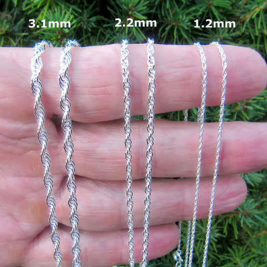 Solid 925 Sterling Silver Italian Twisted Rope Chain, Women's Necklace, Womens Fine Jewelry Made in Italy