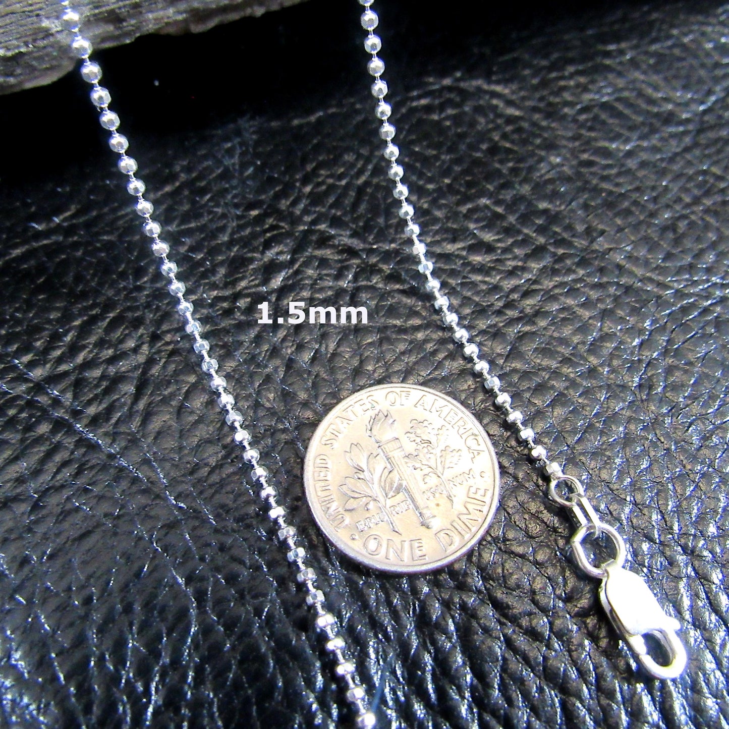 Solid 925 Sterling Silver Italian Diamond Cut Ball Chain Bead Necklace, Shiny Beads Chain, Women's Dainty Everyday Jewelry, Made in Italy